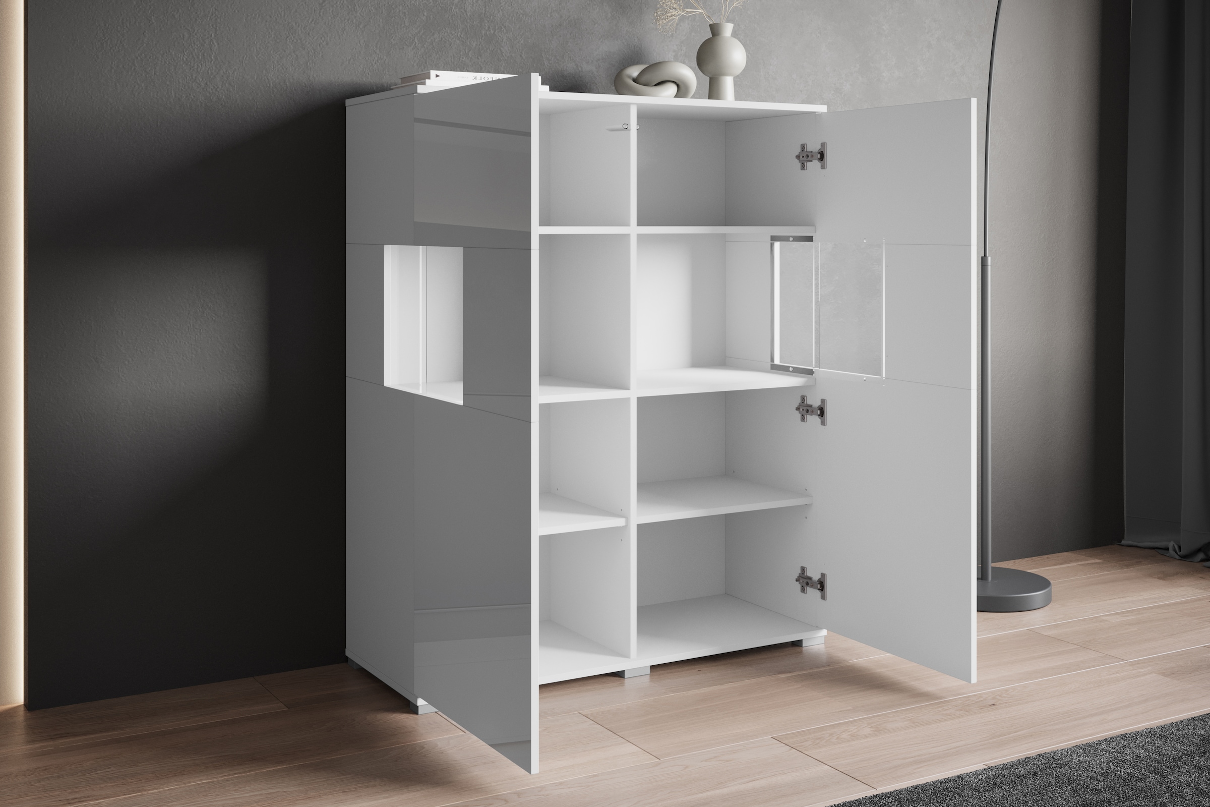 INOSIGN Highboard »Kenia«, Modernes Highboard mit Glastüren, Breite 100 cm