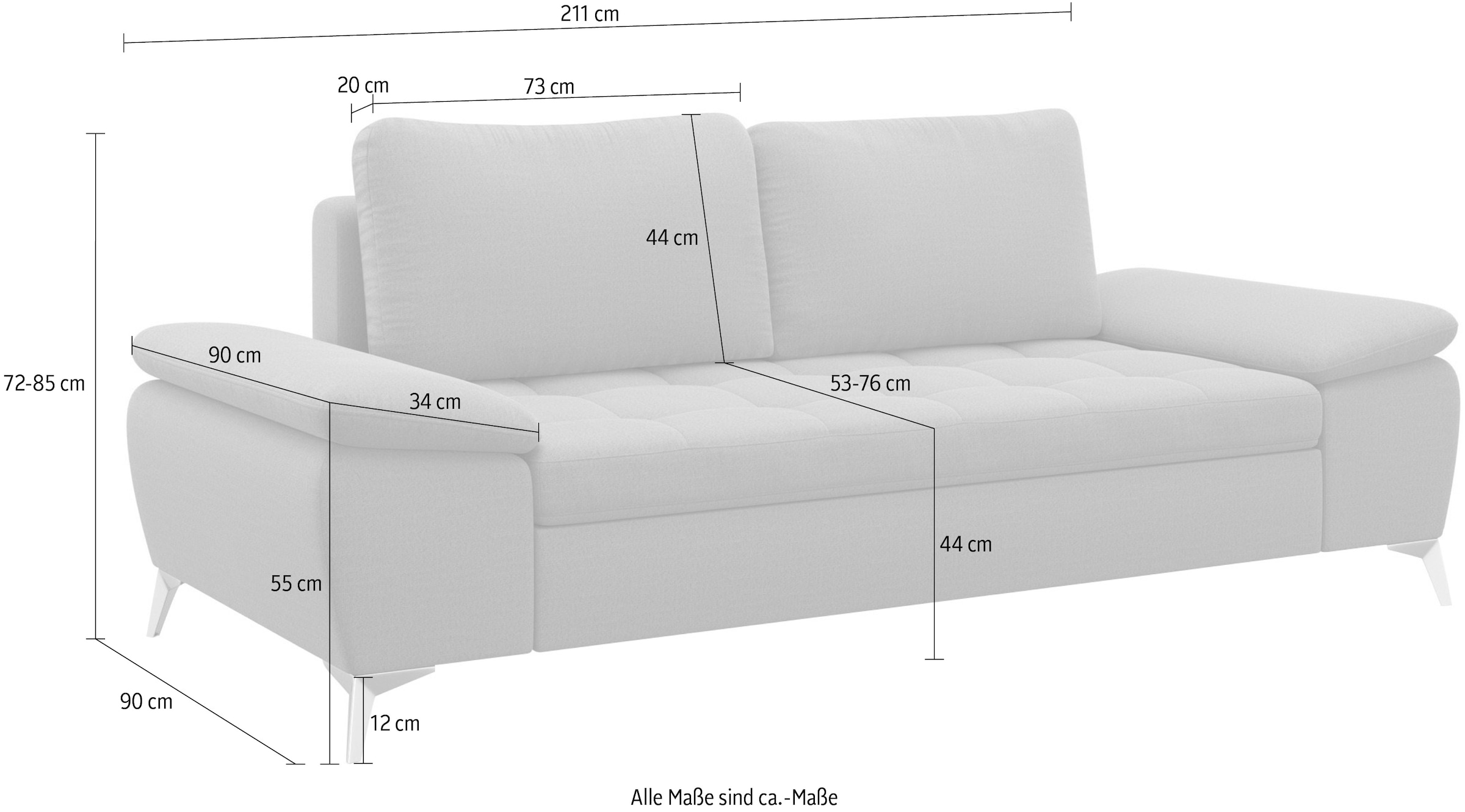 sit&more 2,5-Sitzer »Latigo« mit hochwertigen Metallfüßen