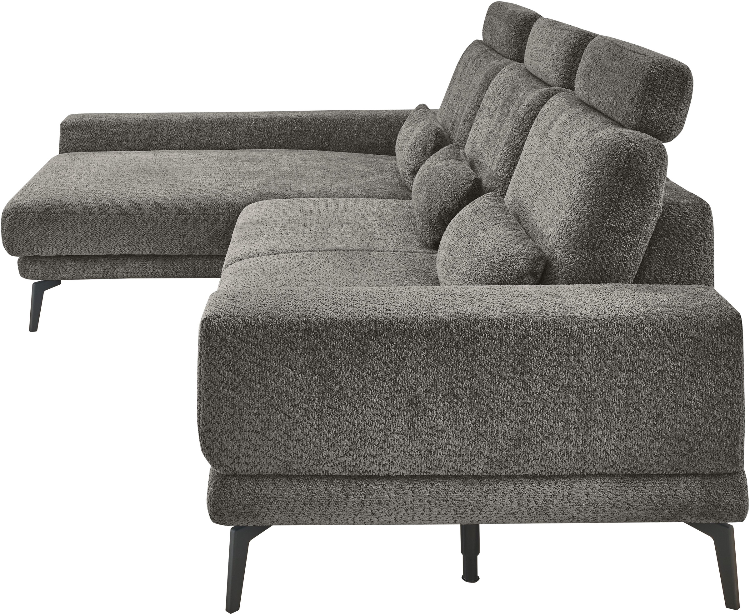 set one by Musterring Ecksofa »SO 3600, inkl motor. Sitztiefenverstellung, Kopfstützen, Nierenkissen« Sitzhöhe 44 cm, Kaltschaum, Breite 293 x Tiefe 180 cm, Kama anthrazit