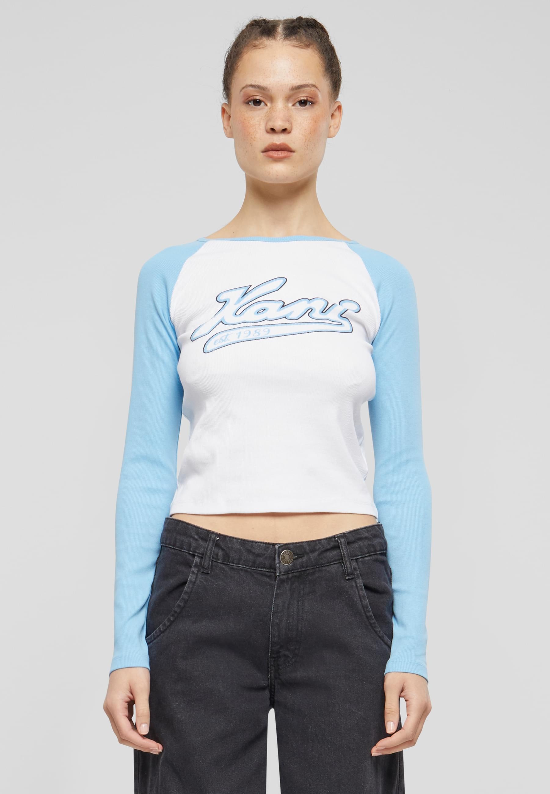Karl Kani T-Shirt »Karl Kani Damen KW241-043-2 Karl Kani Varsity Crop Block Rib Ls«, (1 tlg.)