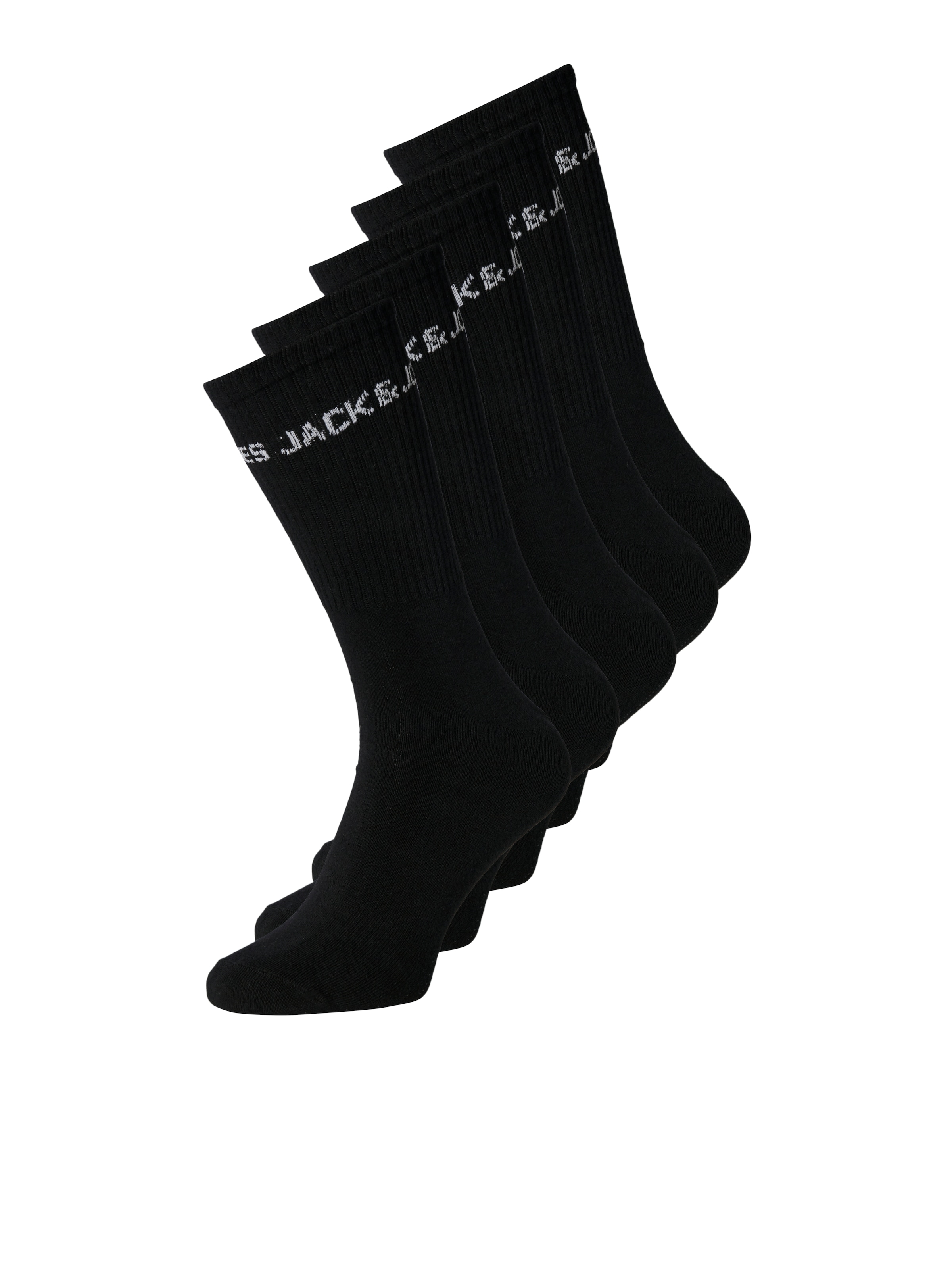 Kinder Tennissocken "JACBASIC LOGO TENNISSOCK 5 PACK NOOS JNR", JACK & JONES JUNIOR, Gr. 38, schwarz, Baumwollmischung, unifarben mit Farbeinsatz,