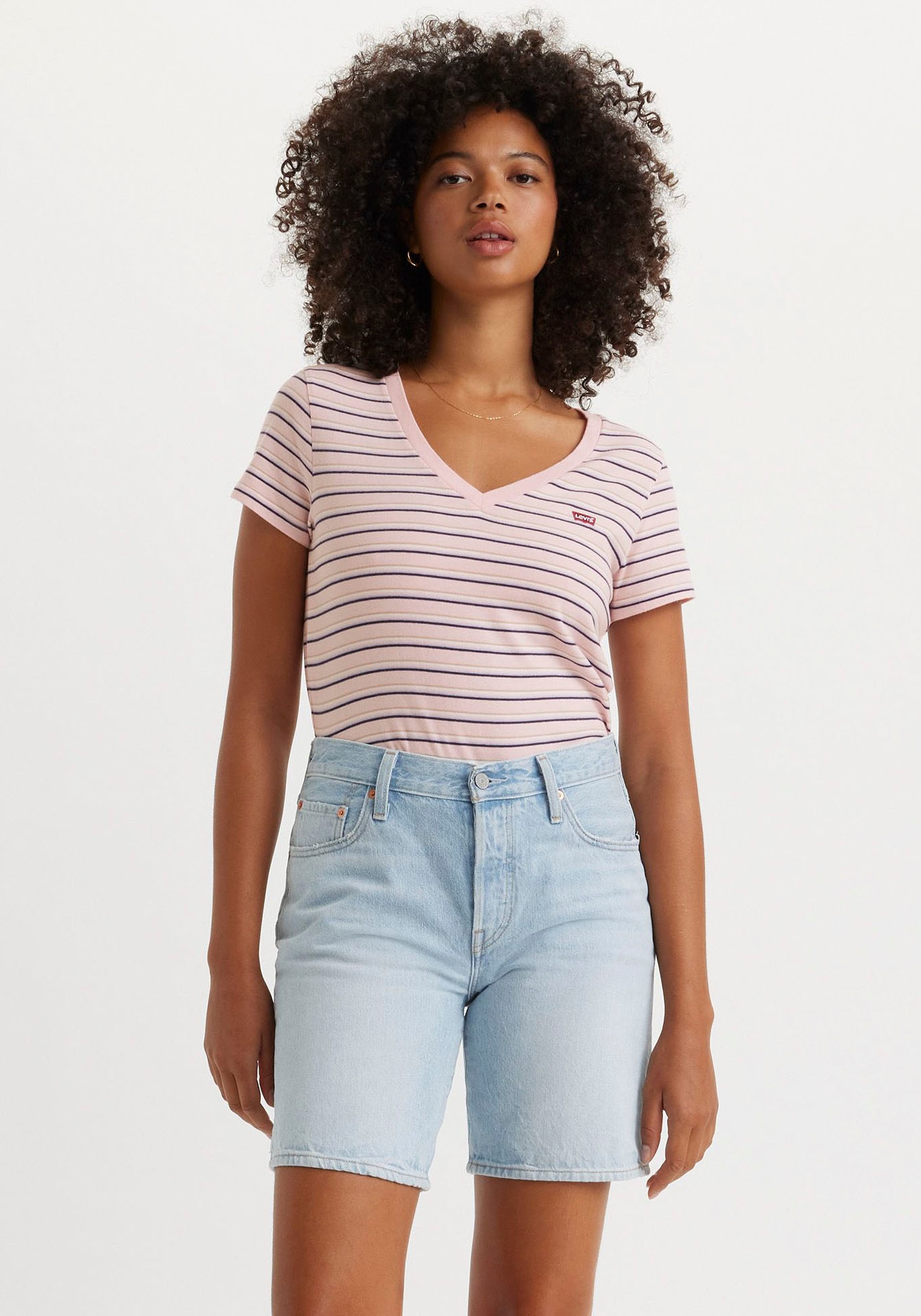 Levis V-Shirt "PERFECT VNECK", mit Mini-Batwing-Logostickerei günstig online kaufen