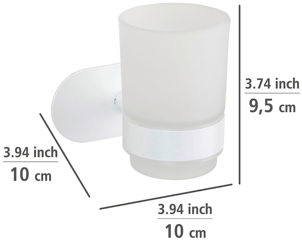 WENKO Zahnputzbecher »Turbo-Loc® Modell Uno Orea«, mit Wandhalterung ohne Bohren, Edelstahl, satiniertes Glas