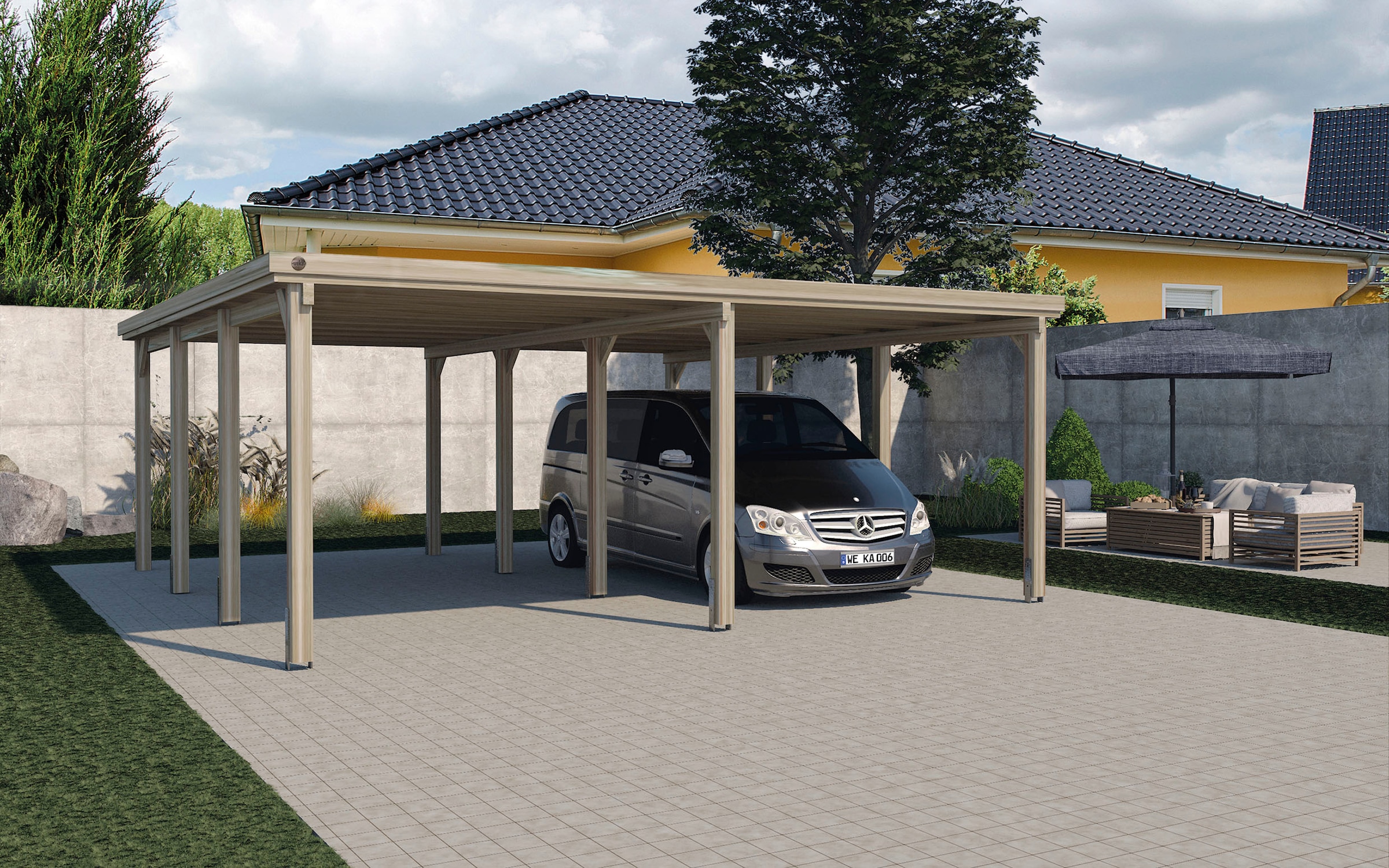 weka Doppelcarport »618 Gr.2«, Holz, 270 cm, braun