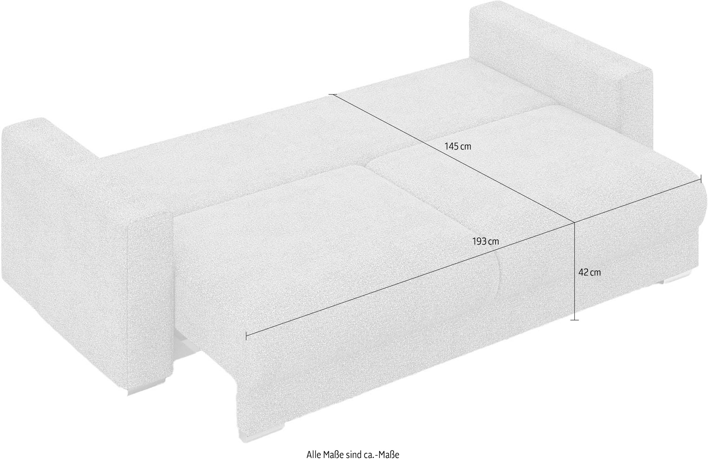 INOSIGN 3-Sitzer »Stevinson Schlafsofa mit Bettkasten, Maße B/H/T: 229/87/97 cm«, mit Wellenunterfederung, 2 Rückenkissen und 2 Zierkissen