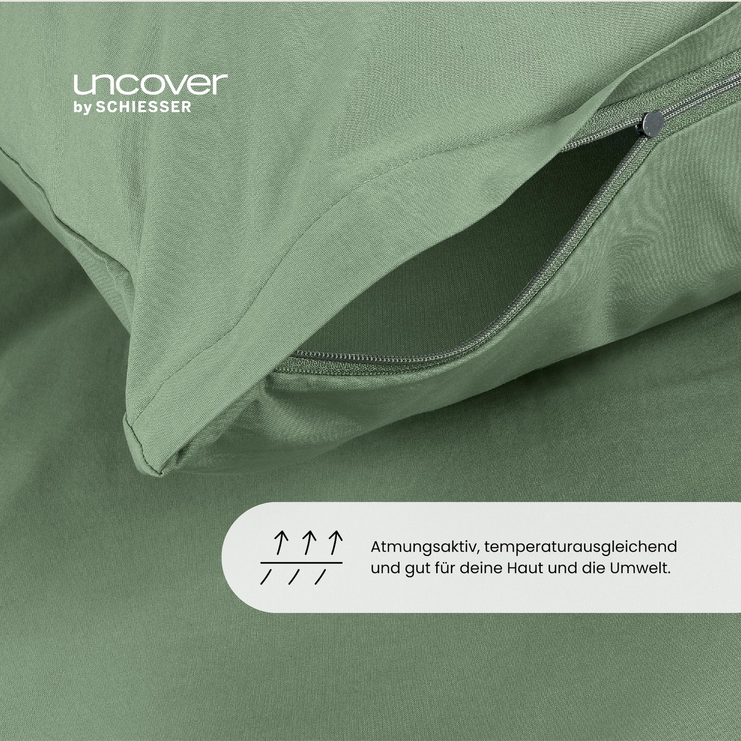 uncover by SCHIESSER Bettwäsche »Soho aus weicher Baumwolle in gedeckten Uni-Farben«, Made in Green
