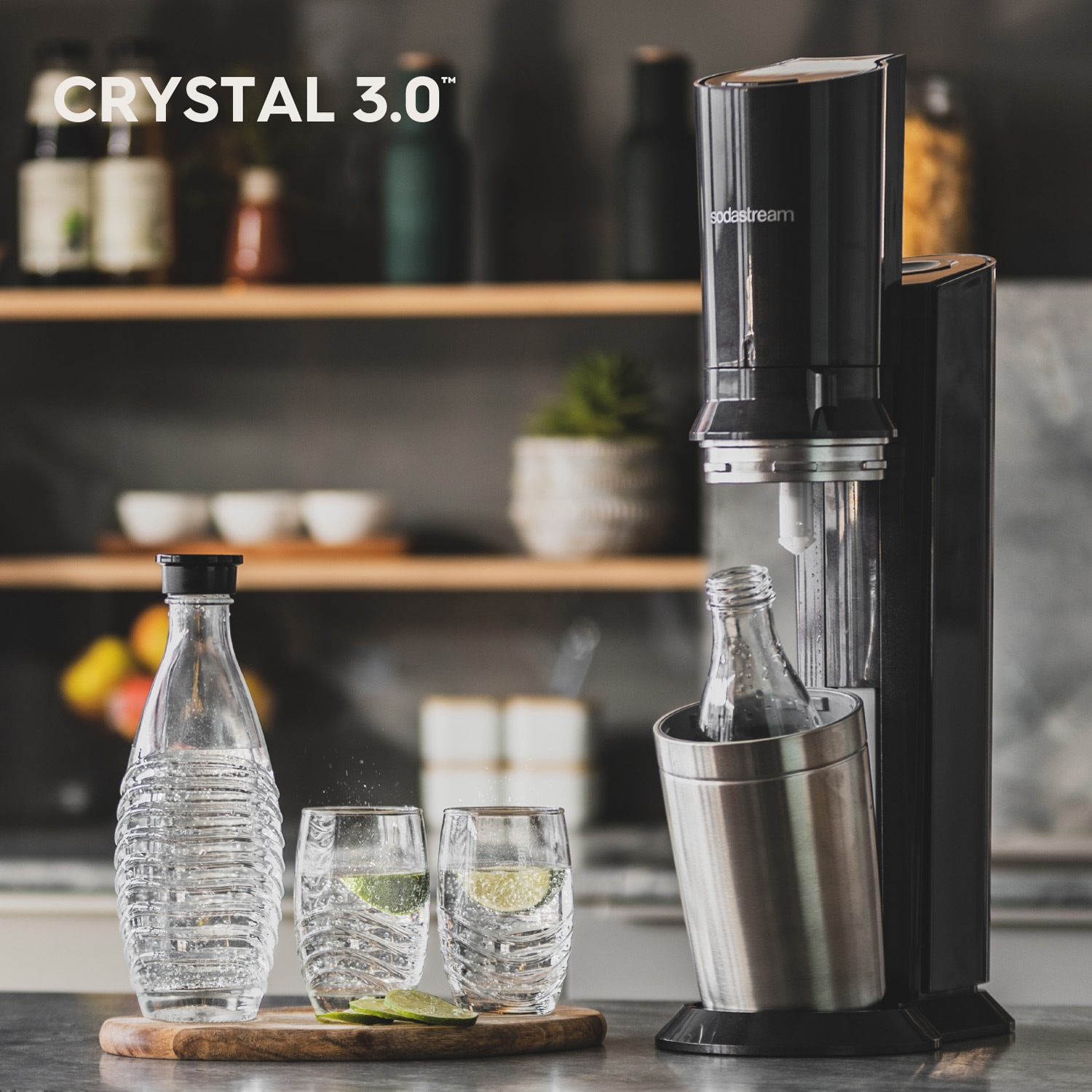 SodaStream Wassersprudler »SodaStream CRYSTAL 3.0 mit 3 Glaskaraffen, 1 CO2-Zylinder und 2 Sirups«, (Sirups: 1x Pepsi Zero Zucker, 1x Maracuja ohne Zucker), mit Quick-Connect-System