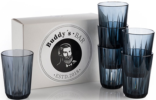 Buddys Becher "Buddy´s Bar" 6er Set, Tritan Kunststoff, Kristallglas-Optik, günstig online kaufen