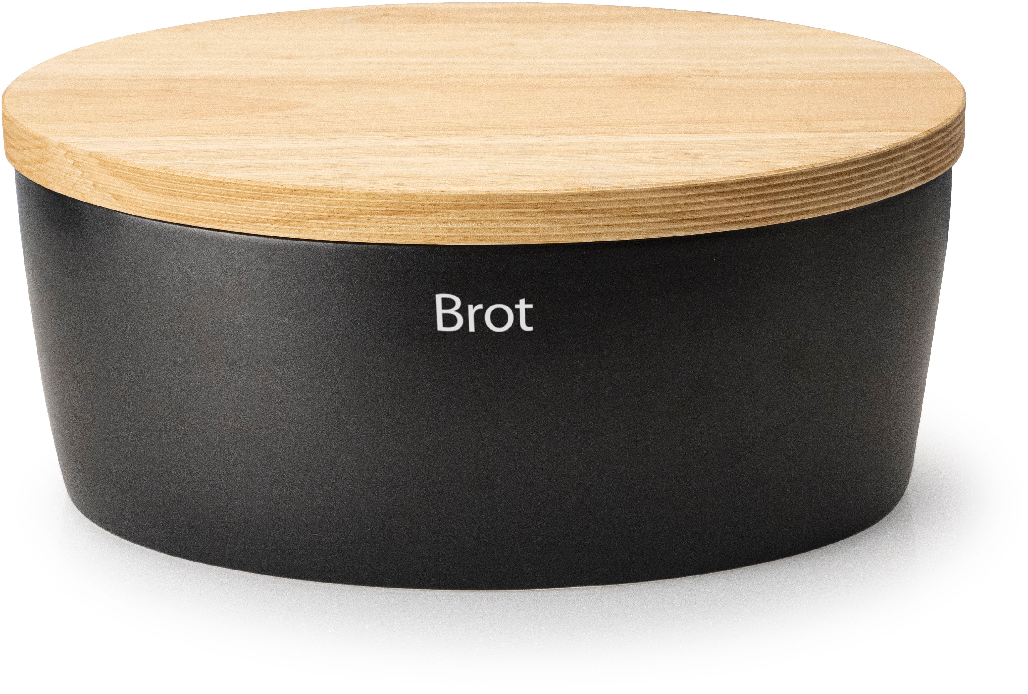 Continenta Schwarz Brotkasten Brottopf Mit Holzdeckel Auch Als Brotschneidbrett Nutzbar von Baur