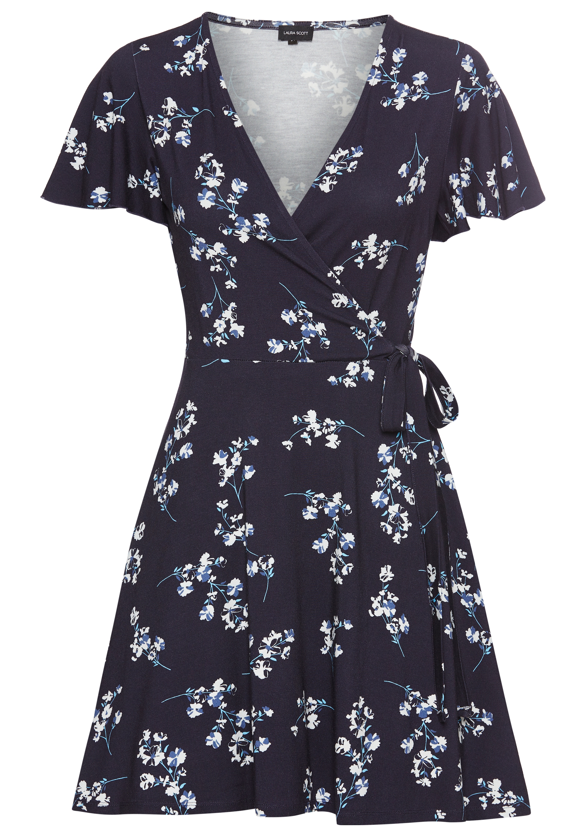 Laura Scott Sommerkleid, in Wickeloptik mit romantischer Blumendruck - NEUE günstig online kaufen