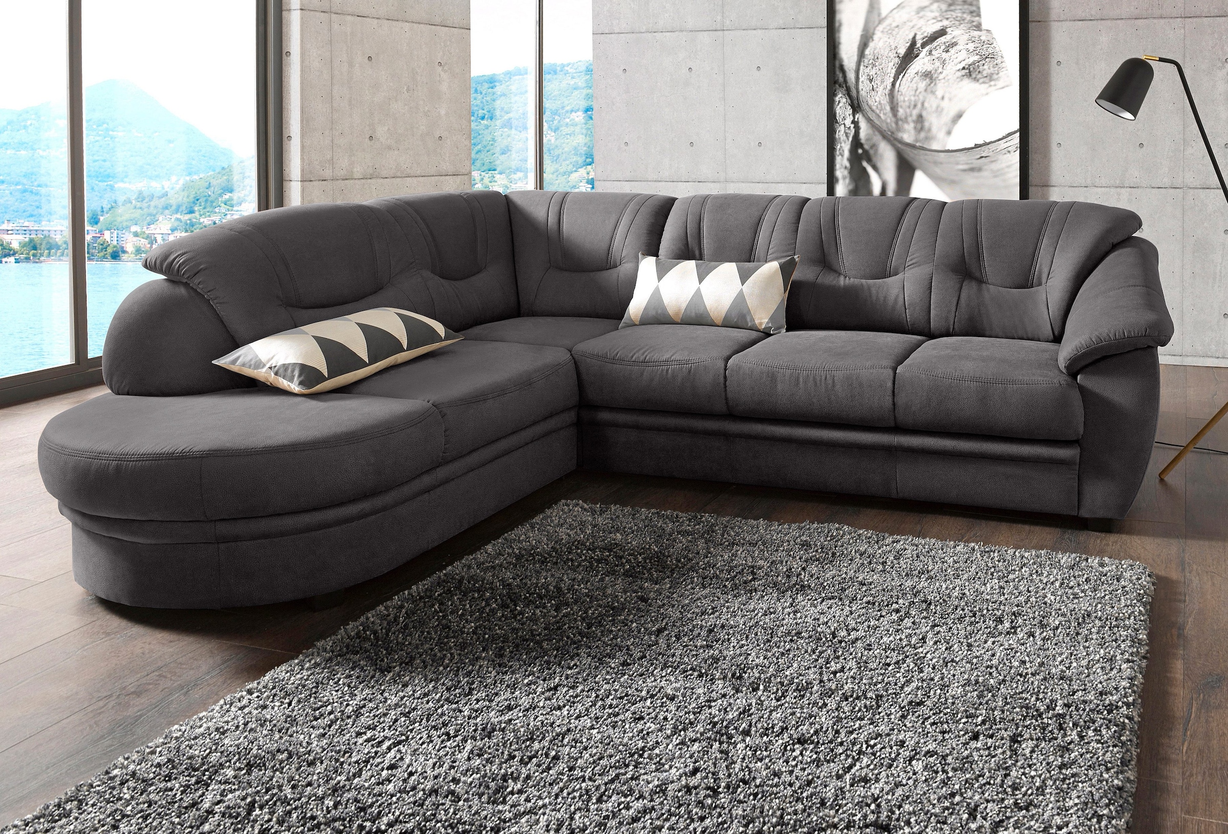 sit&more Ecksofa "Savona L-Form, B: 267 cm, Couch mit Federkern, Komfortsitzhöhe 46 cm" optional mit Schlaffunktion