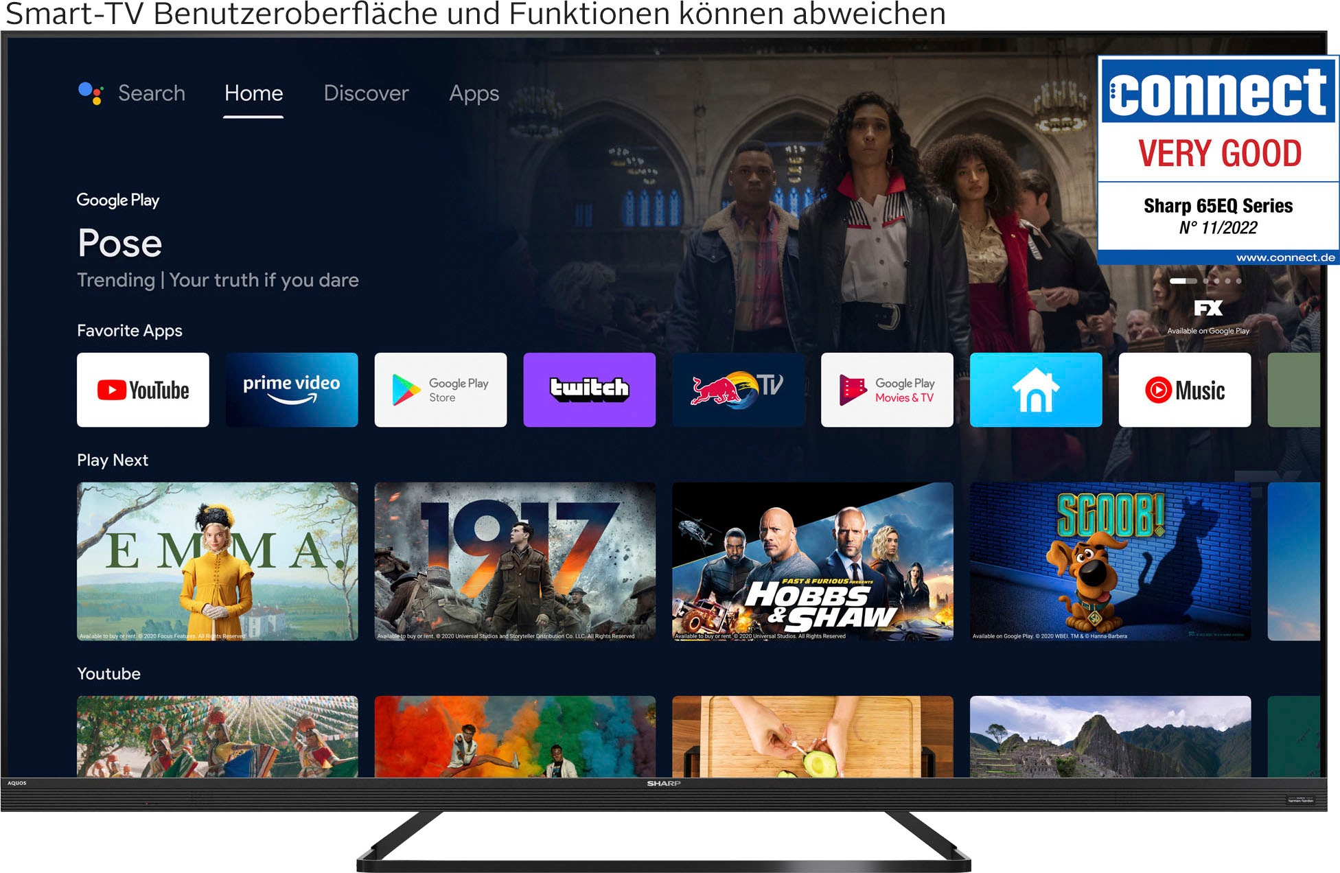 Sharp LED-Fernseher »4T-C65EQx«, 4K Ultra HD, Smart-TV-Android TV