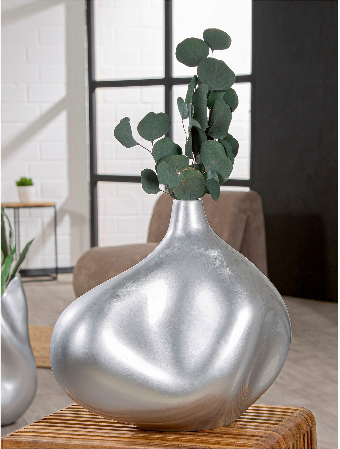 GILDE Tischvase "Vase organisch Jolie silberfarben H. 33,5 cm" günstig online kaufen