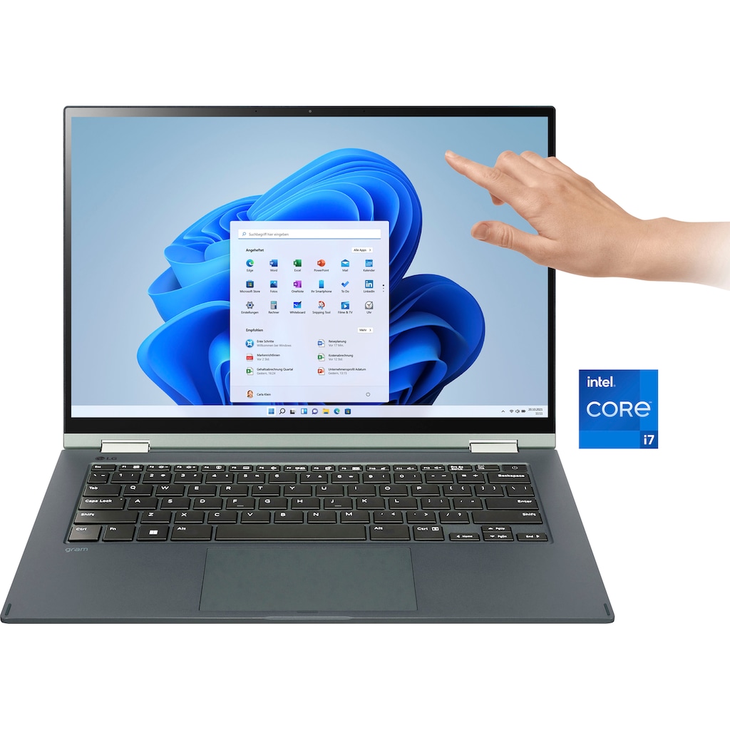 LG Notebook »Gram 14" Laptop, IPS-TouchDisplay, 16 GB RAM, Windows 11 Home,«, 35,5 cm, / 14 Zoll, Intel, Core i7, Iris Xe Graphics, 1000 GB SSD, 14T90R-G.AA77G