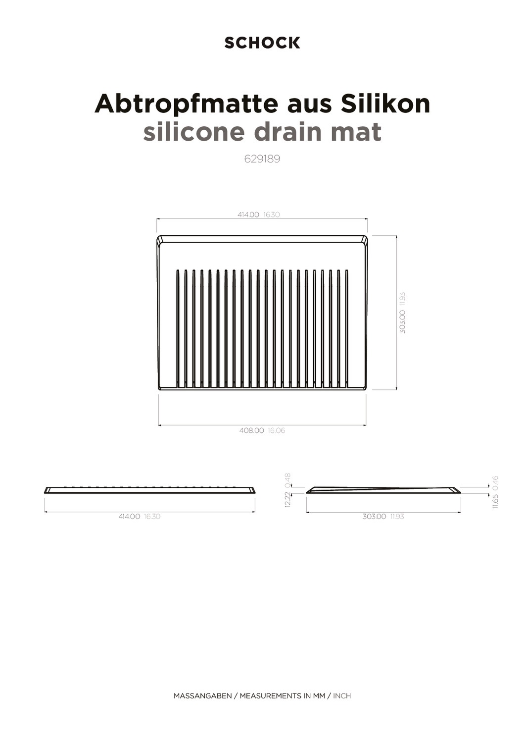 Schock Abtropfmatte »aus Silikon, temperaturbeständig bis 230°C«, spülmaschinengeeignet, in Anthrazit