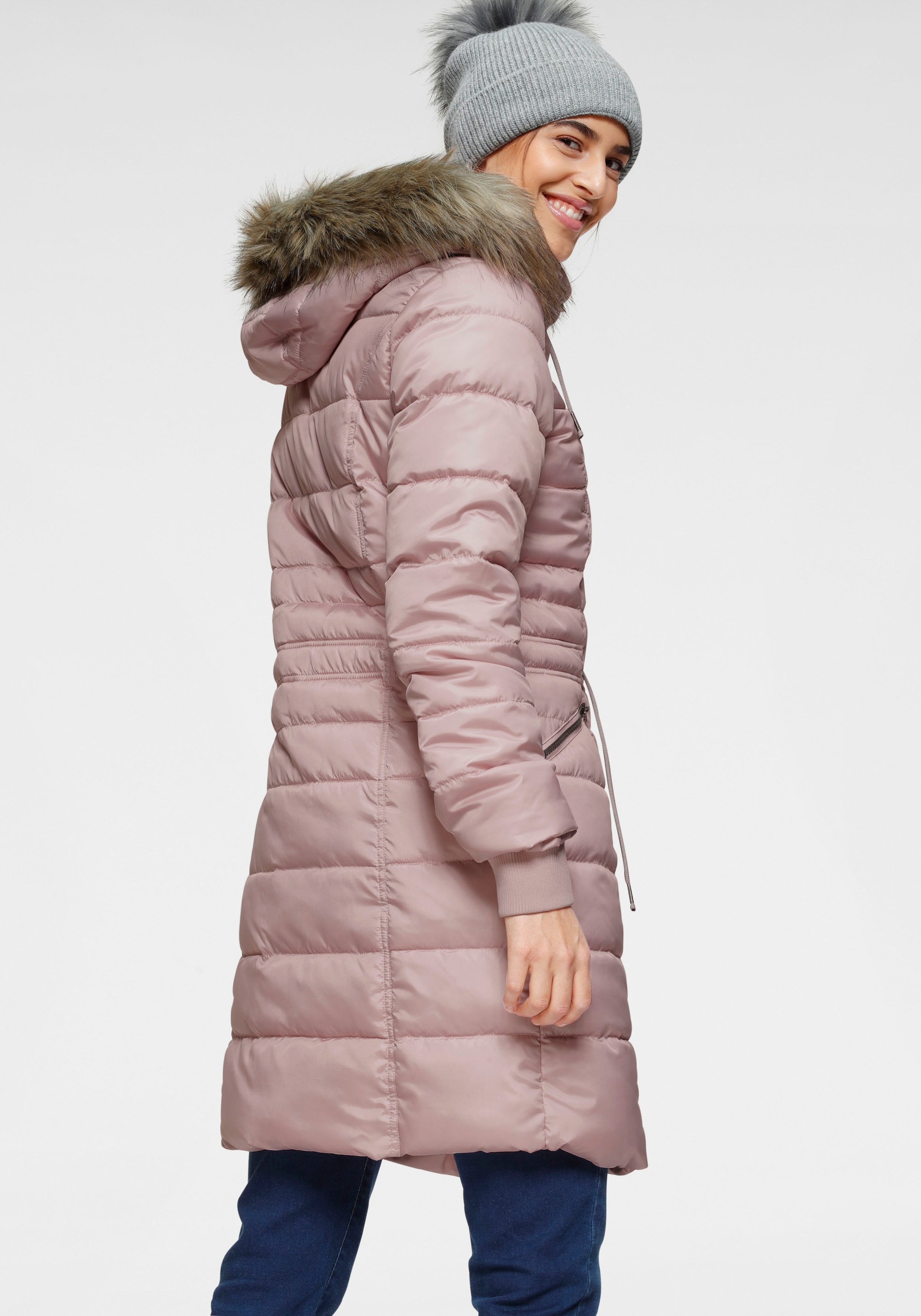 KangaROOS Steppjacke, mit Kapuze, figurbetonter Schnitt, mit Reißverschlusstaschen