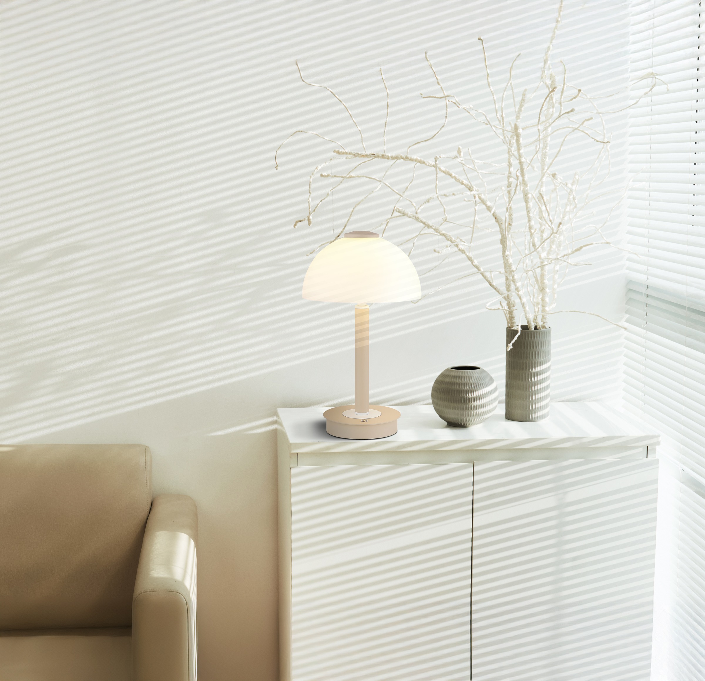 GLOBO LIGHTING Tischleuchte »ULDIN« LED-Modul 1 Stk. Warmweiß Tischleuchte Sand/Weiß, Opal, Touchdimmer, LED 7W