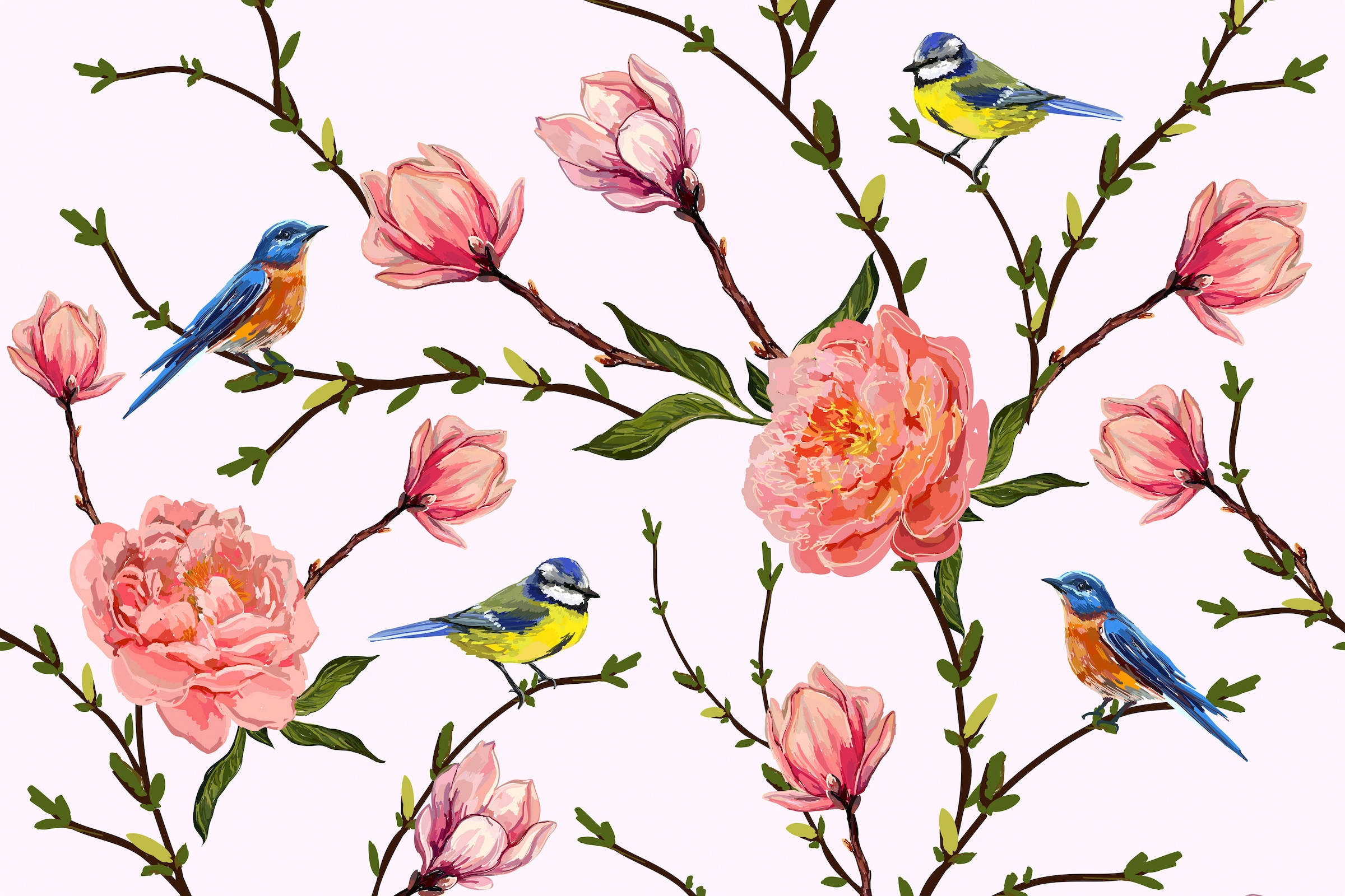 A.S. Création Leinwandbild »Little Birds«, Blumen, (1 St.), Landhaus Keilrahmen Blumen Rosen Blümchen