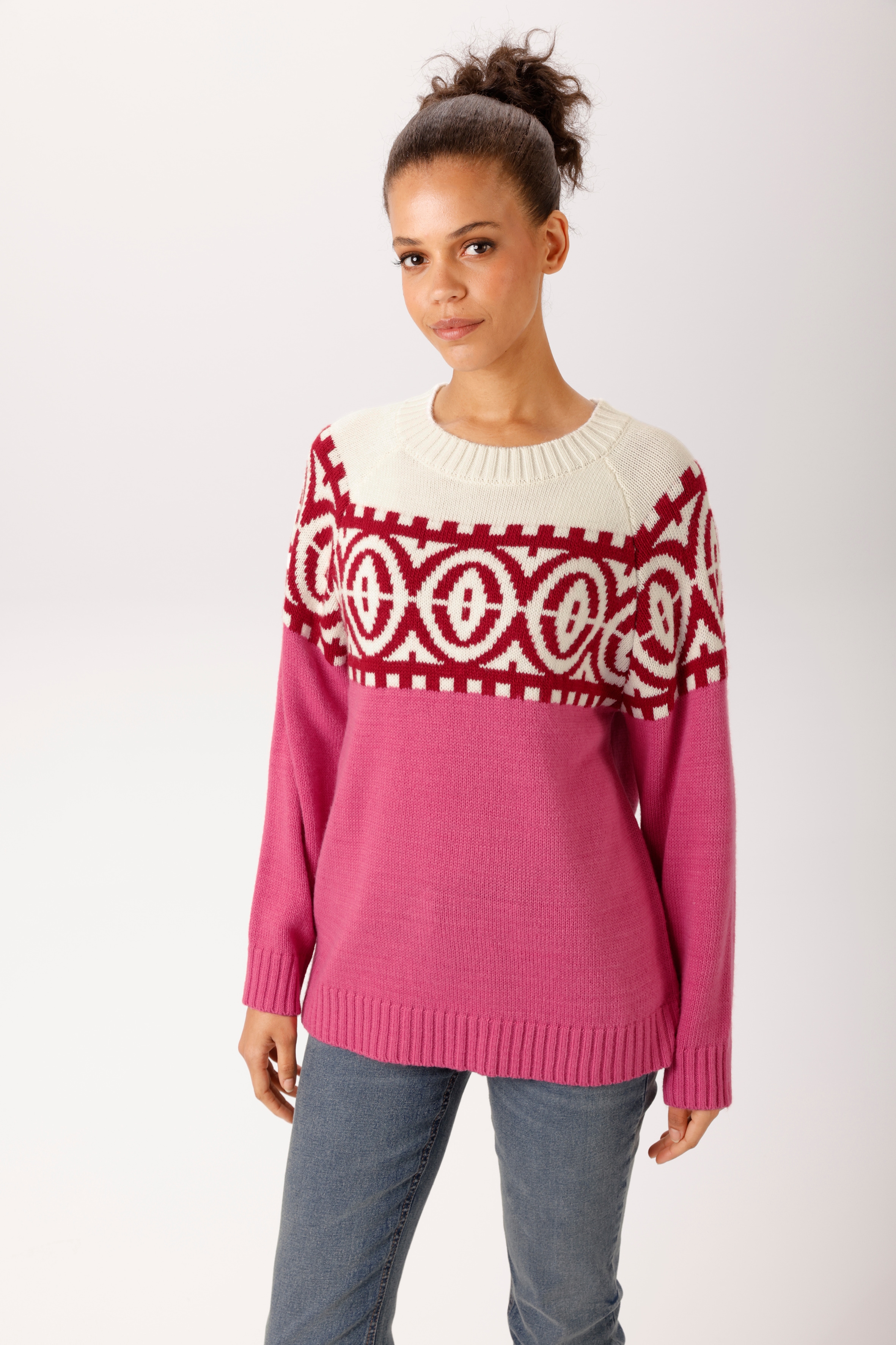 Aniston CASUAL Strickpullover mit grafischem Jacquard-Muster - NEUE KOLLEKTION