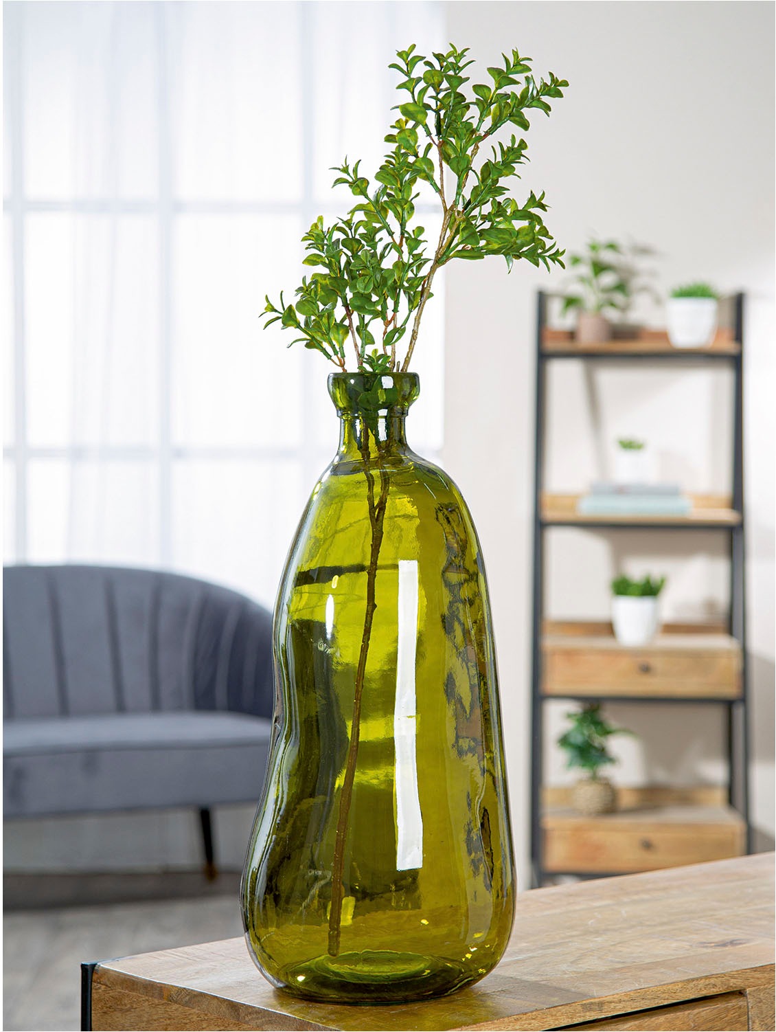 GILDE Bodenvase "Bodenvase bauchig; organisch Organical grün H. 51 cm", (1 günstig online kaufen