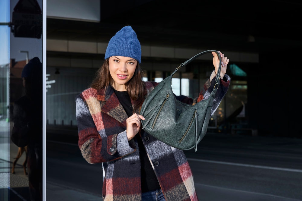 Rieker Handtasche, Schultertasche, Damen Umhängetasche mit abnehmbarem Umhängeriemen