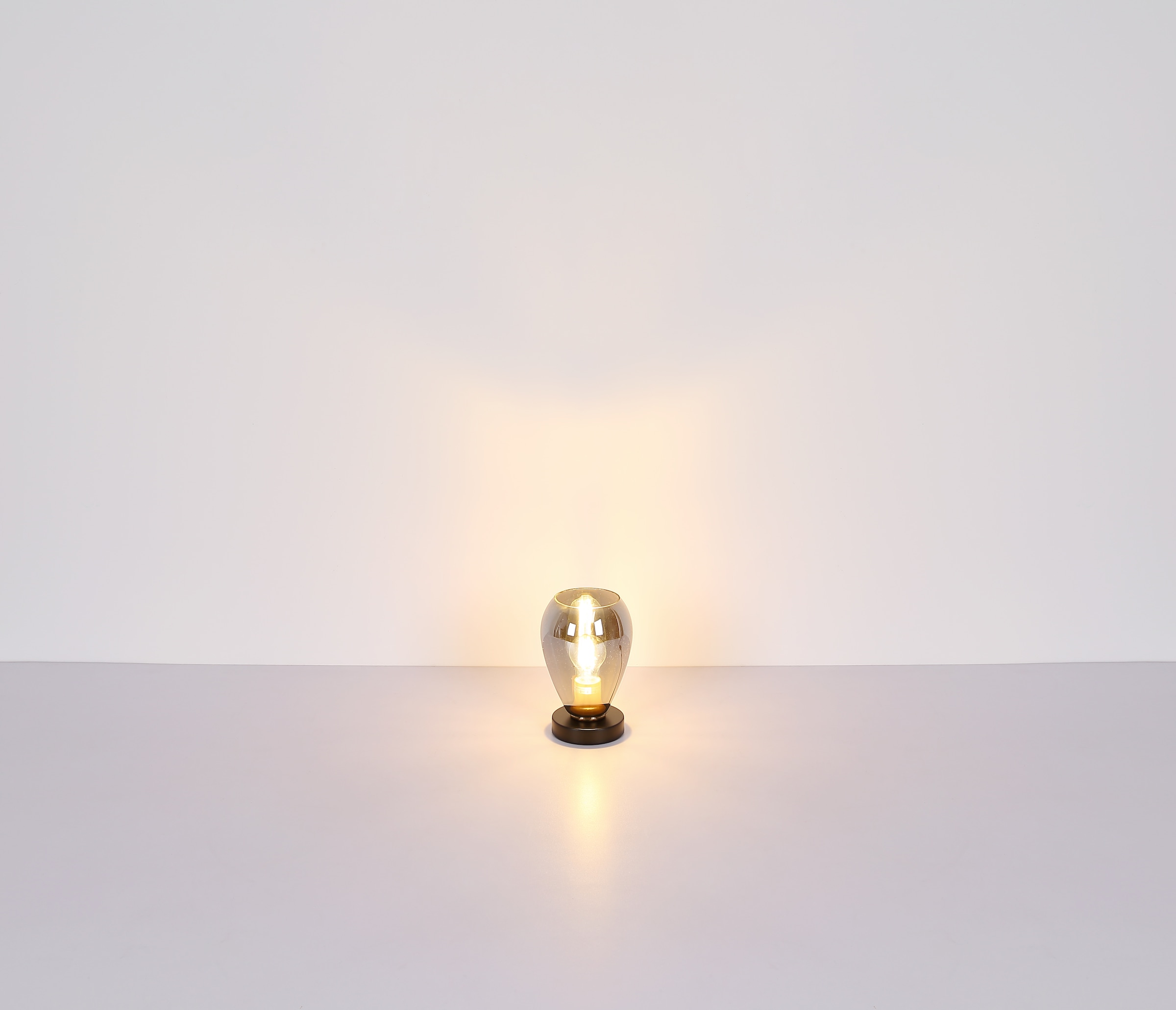 GLOBO LIGHTING Tischleuchte »FANNI«, Leuchtmittel E27 | ohne Leuchtmittel, Tischlampe/messing/Glas rauchfarben/Wohnzimmer/elegant