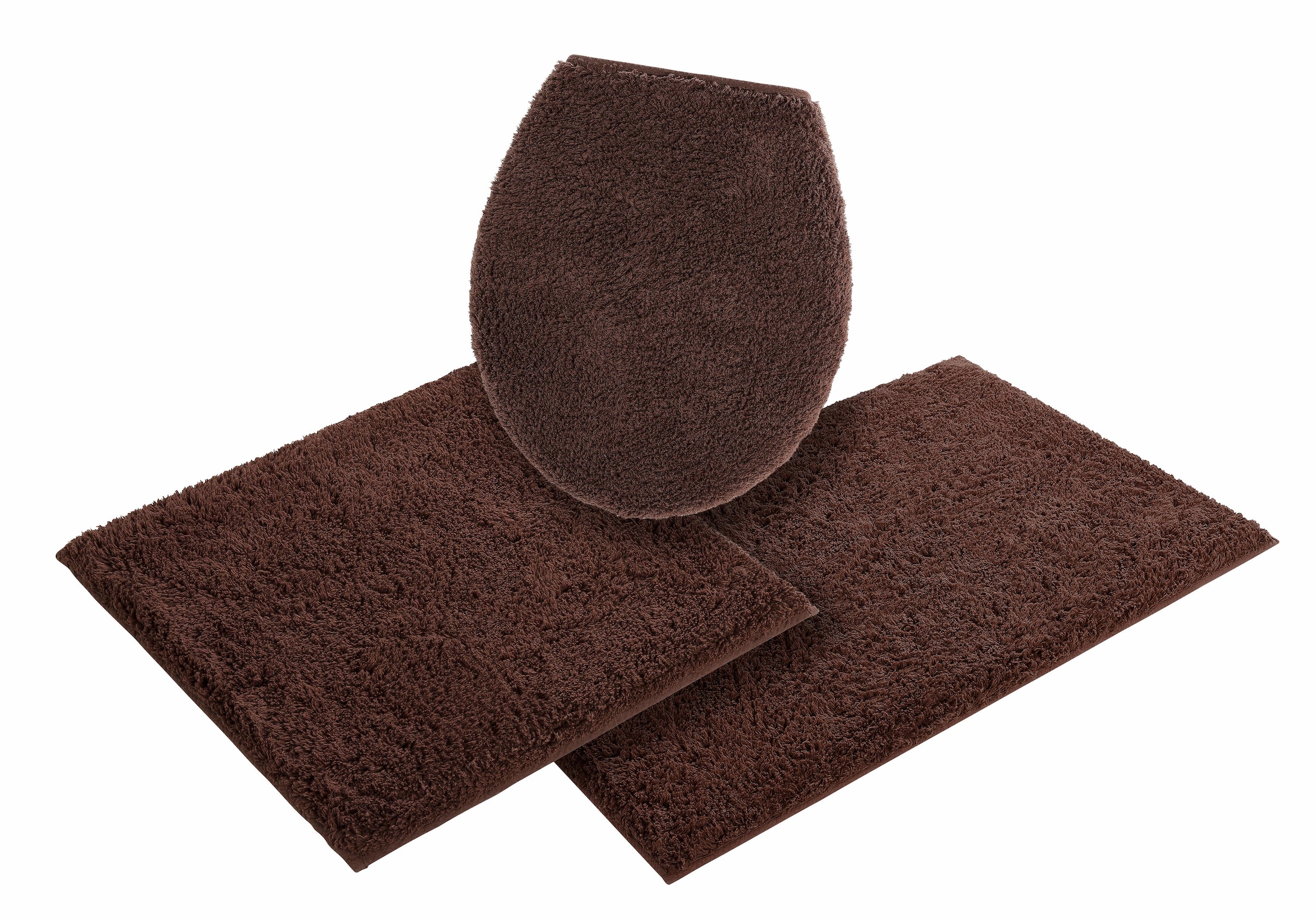 my home Badematte »Maren, Badvorleger, Badezimmer Teppich«, rutschhemmend beschichtet, fußbodenheizungsgeeignet, Bio-Baumwolle, Badteppich, Badematten auch als 3 teiliges Set