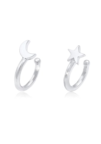 Paar Ohrhaken »Earcuff Klemme Halbmond Stern Astro 925 Silber«