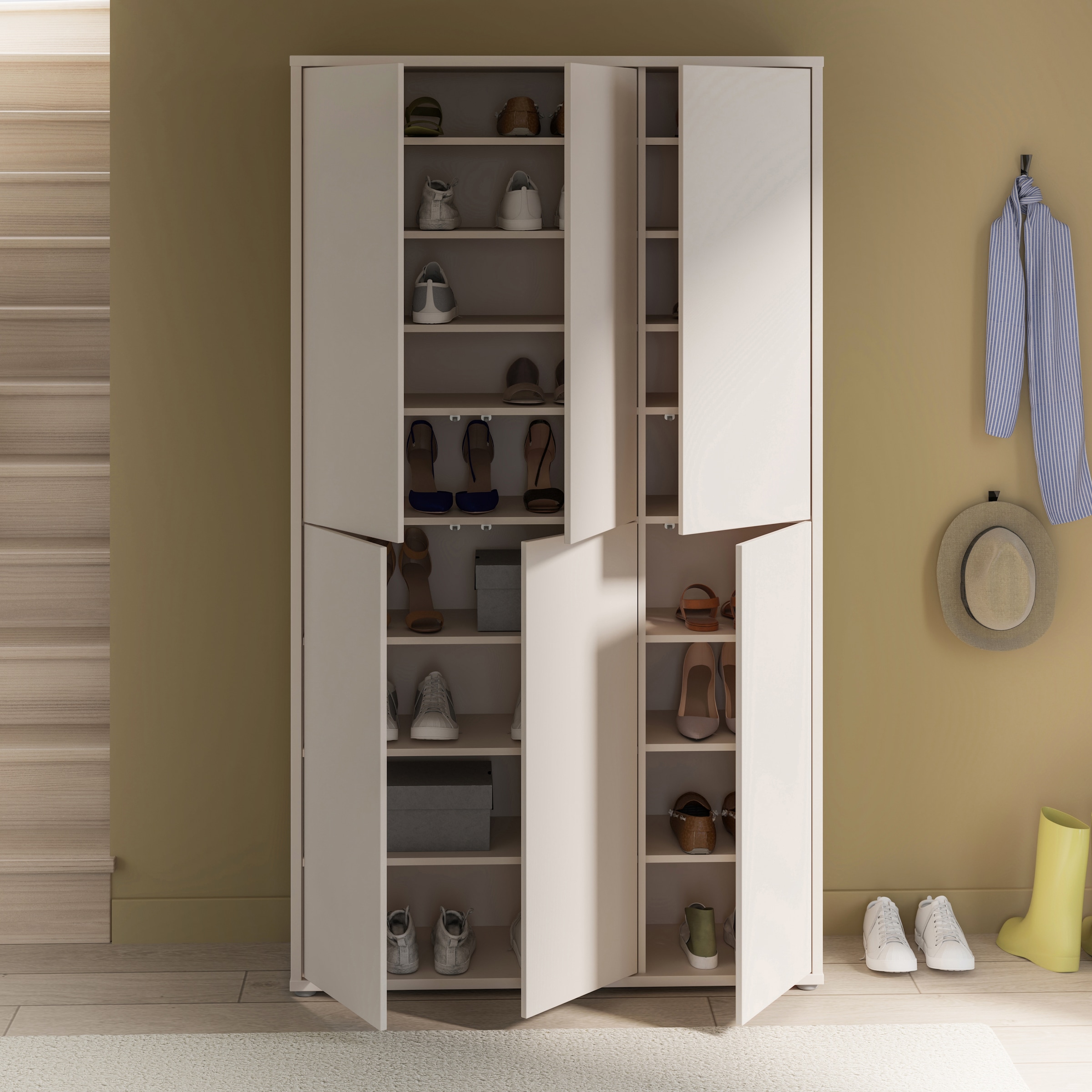 FORTE Schuhschrank »Alice Springs«, (B/H/T 109,2/191,9/34,9 cm), Stauraumschrank, Mehrzweckschrank, (B/H 109cm x 192cm), mit 16 Böden