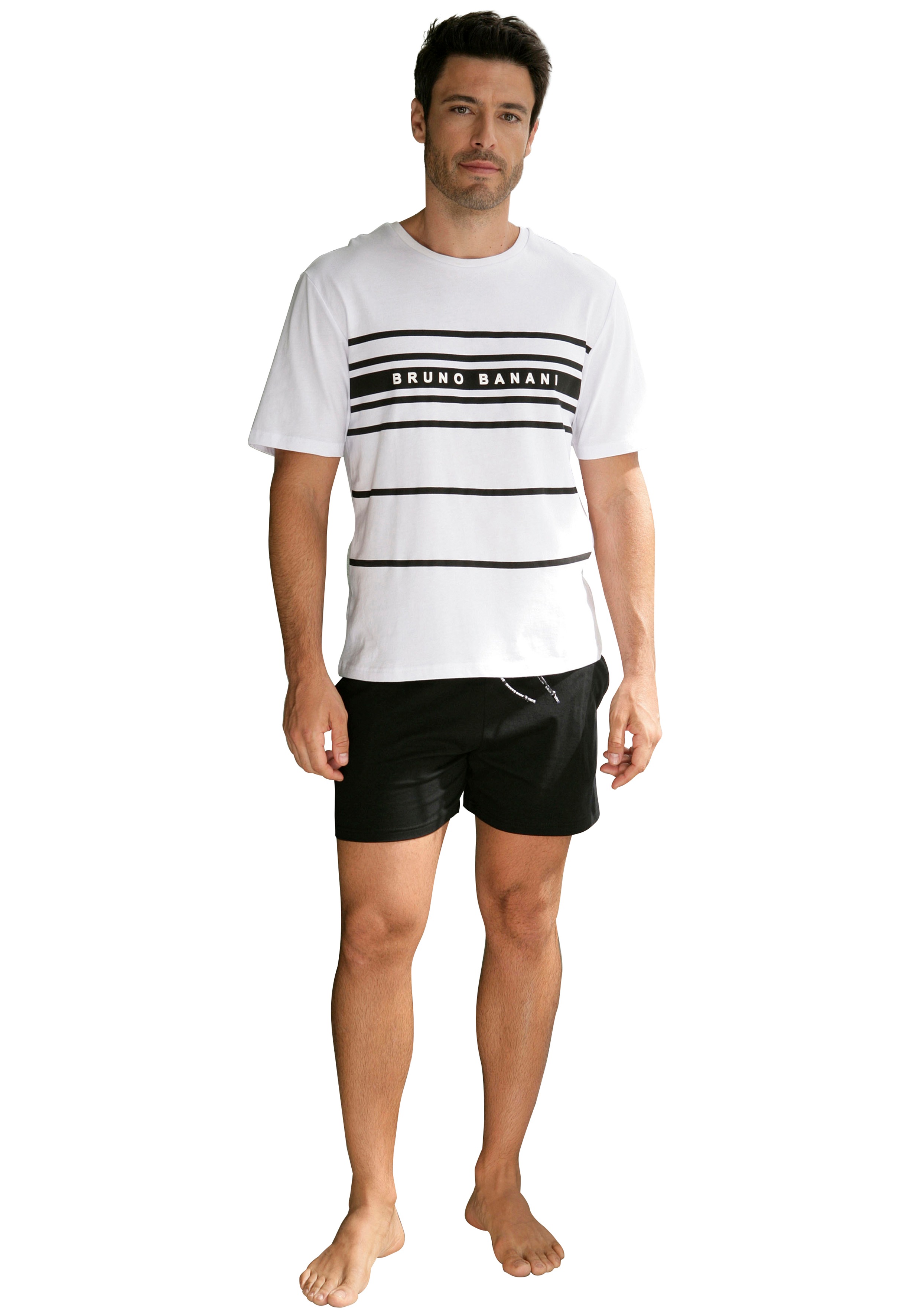 Thumbnail - Bruno Banani Pyjama, (Spar-Set, 3 tlg.), Shirt mit Shorts und langer Hose