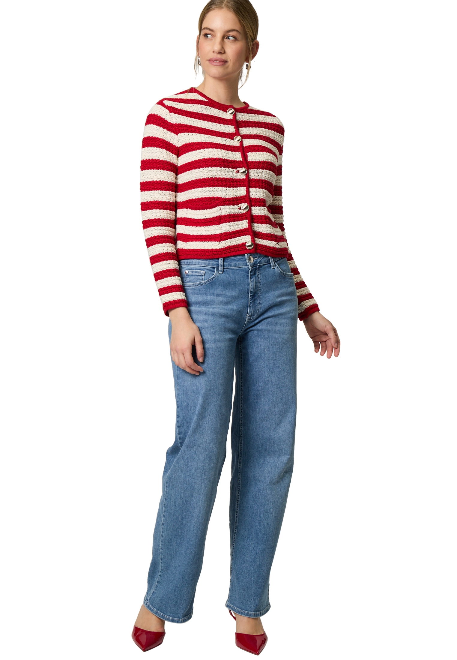 Zero Strickjacke »zero Strickjacke mit Streifen«, Knopfleiste