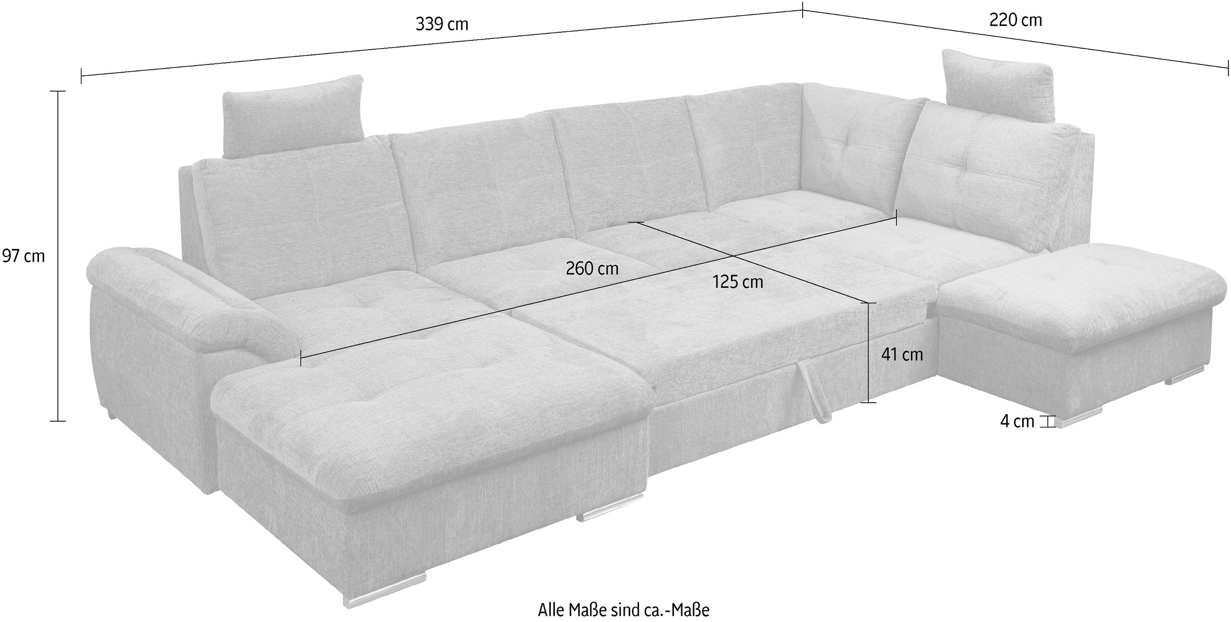 WERK2 Wohnlandschaft »Arena« mit Schlaffunktion und Bettkasten