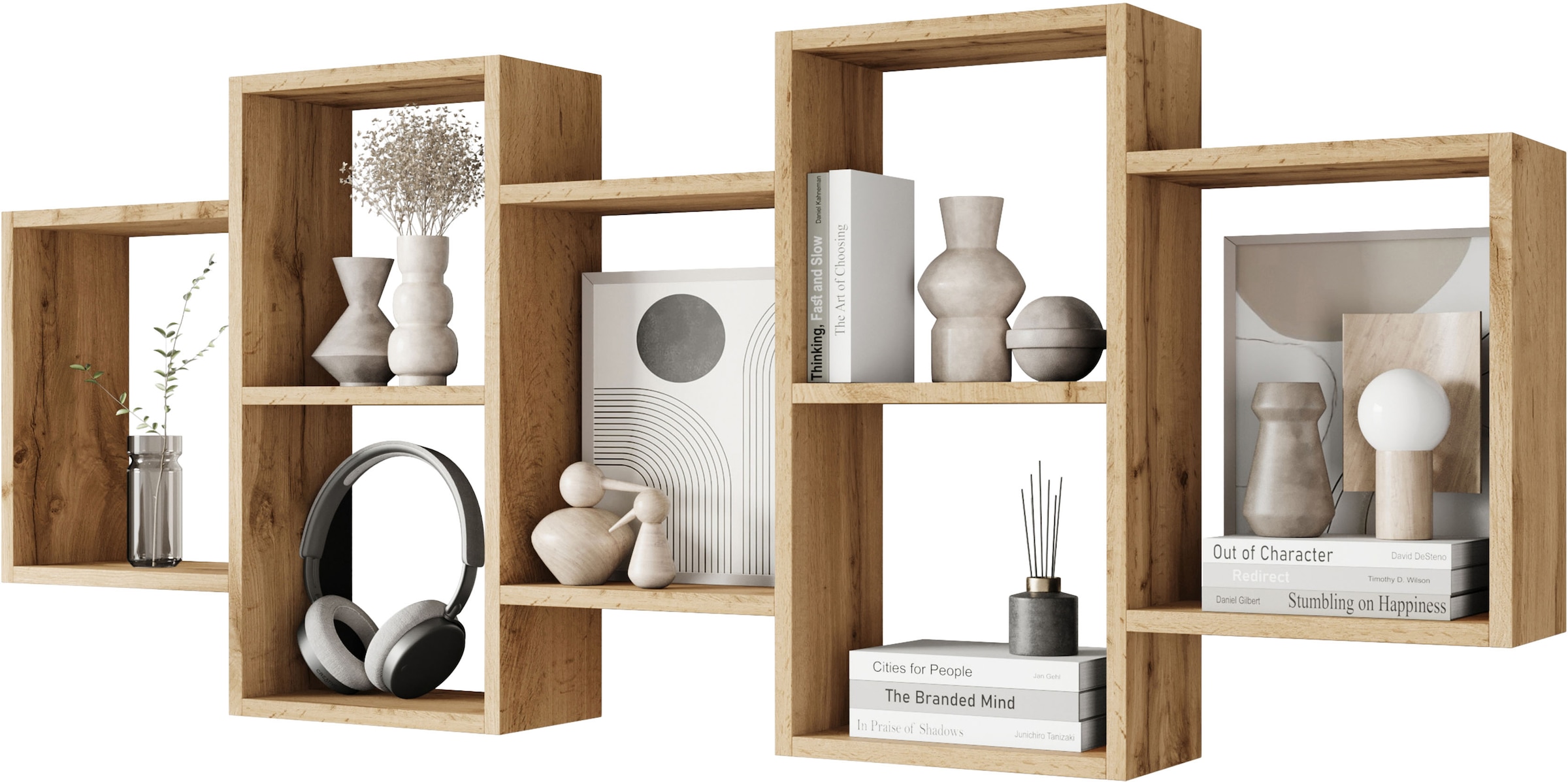 INOSIGN Wandboard »Wandregal Trio«, (1 St.), Stell- oder Hängeregal, 10 offene Fächer, flexibel montierbar