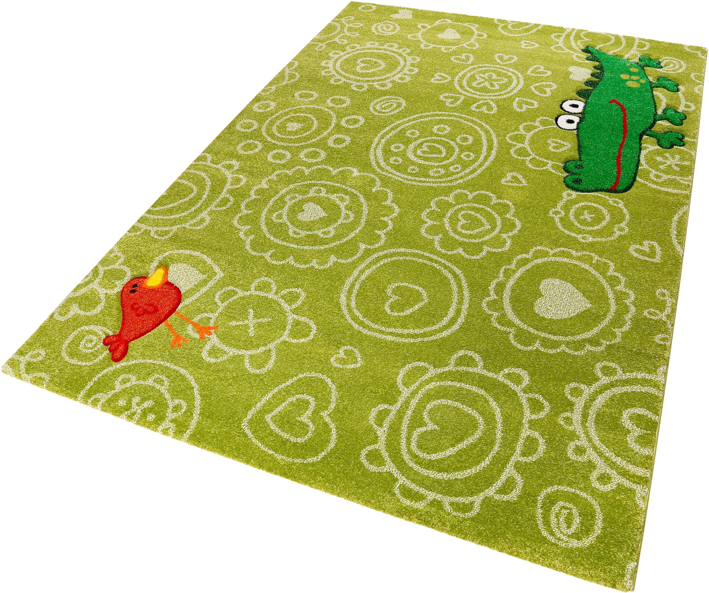 Kinderteppich SIGIKID, B:80cm H:13mm L:150cm, grün, Kunstfaser, Teppiche, "Crocodile"