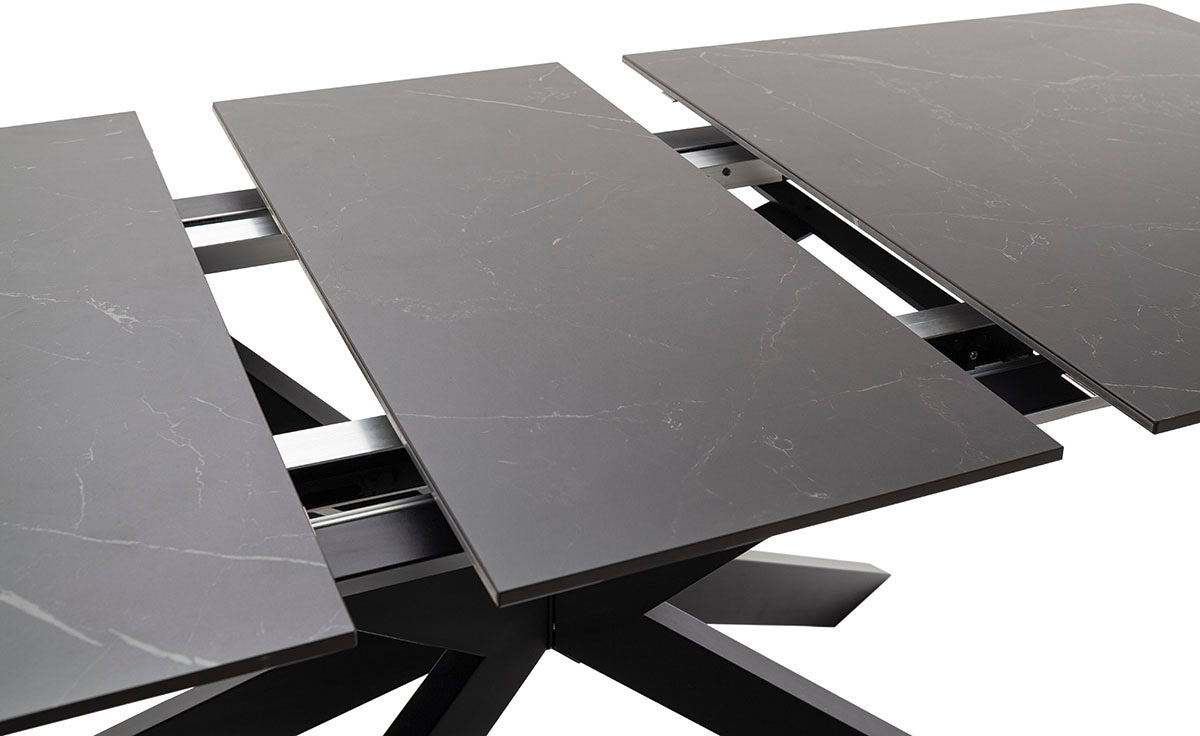 MCA furniture Esstisch »BONANZA Auszugstisch 160-200 cm marmoriert«, (Einzelstück), Keramik,Metall, Marmor-Optik, Synchronauszug, ausziehbar, 6-8 Personen
