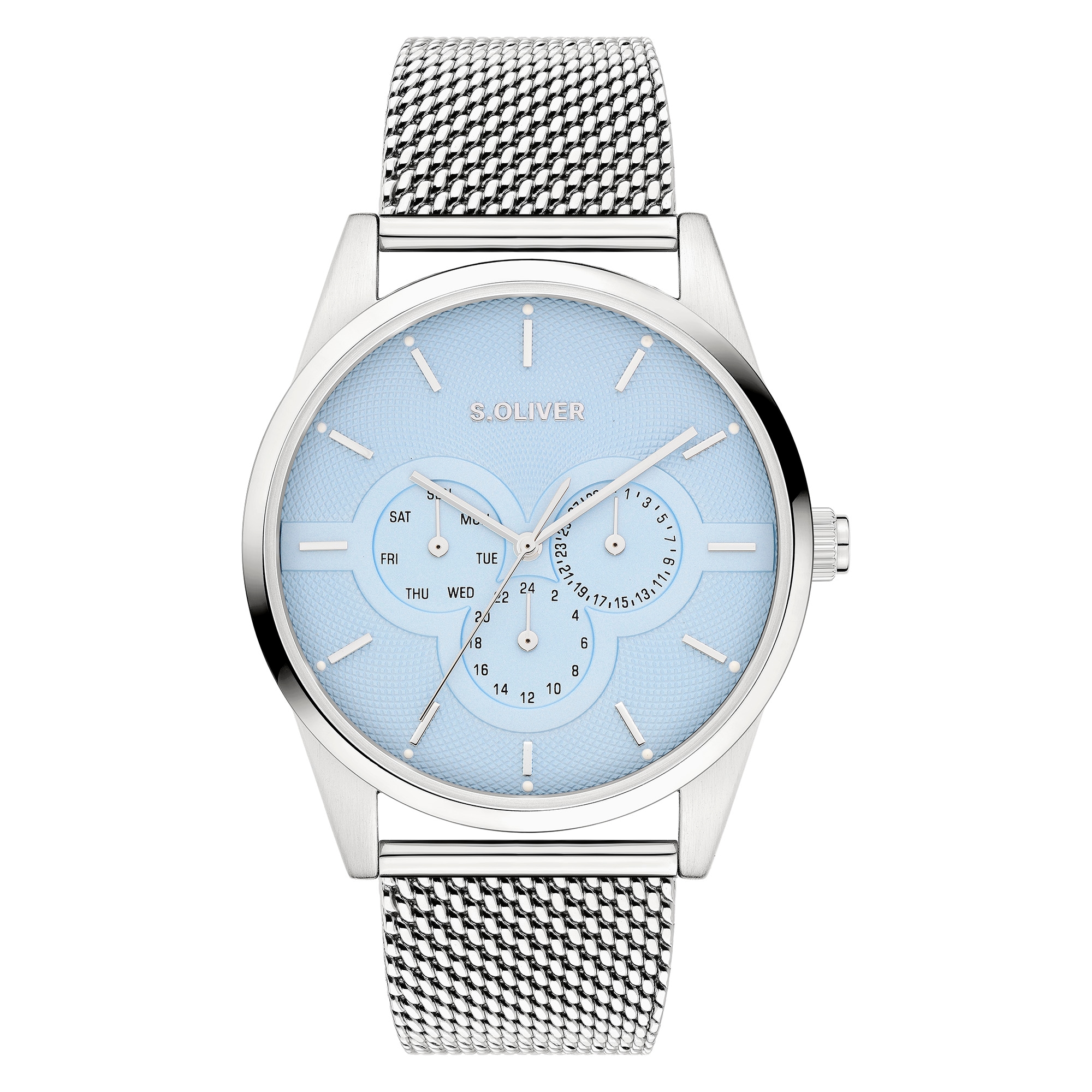 s.Oliver Multifunktionsuhr »Round Basic« Quarzuhr, Armbanduhr, Herrenuhr, Edelstahlarmband, analog