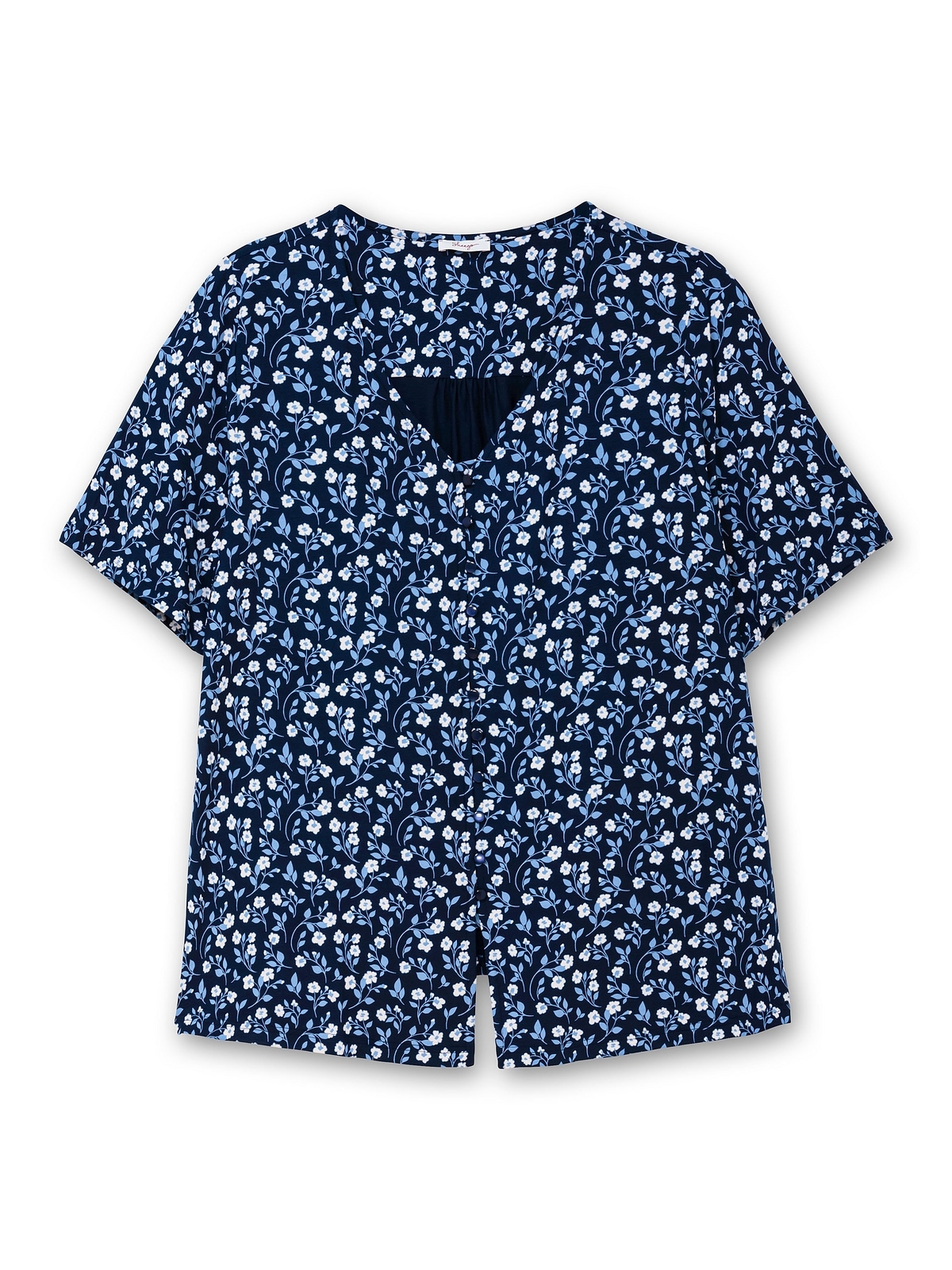 Sheego T-Shirt »Große Größen«, mit Blümchenprint und Knopfleiste
