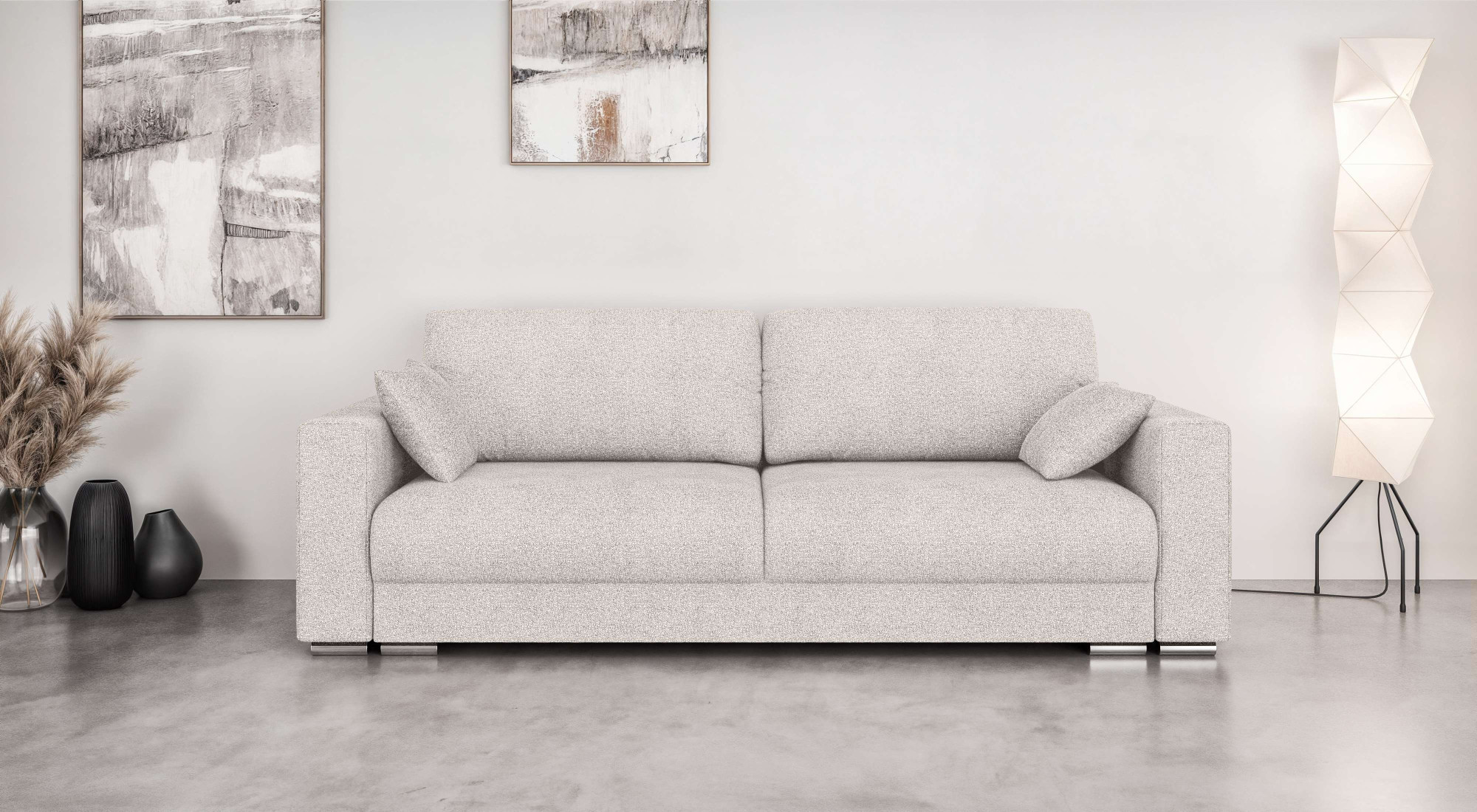 Home affaire 3-Sitzer "Stevinson Schlafsofa mit Bettkasten, Maße B/H/T: 229/87/97 cm" mit Wellenunterfederung, 2 Rückenkissen und 2 Zierkissen