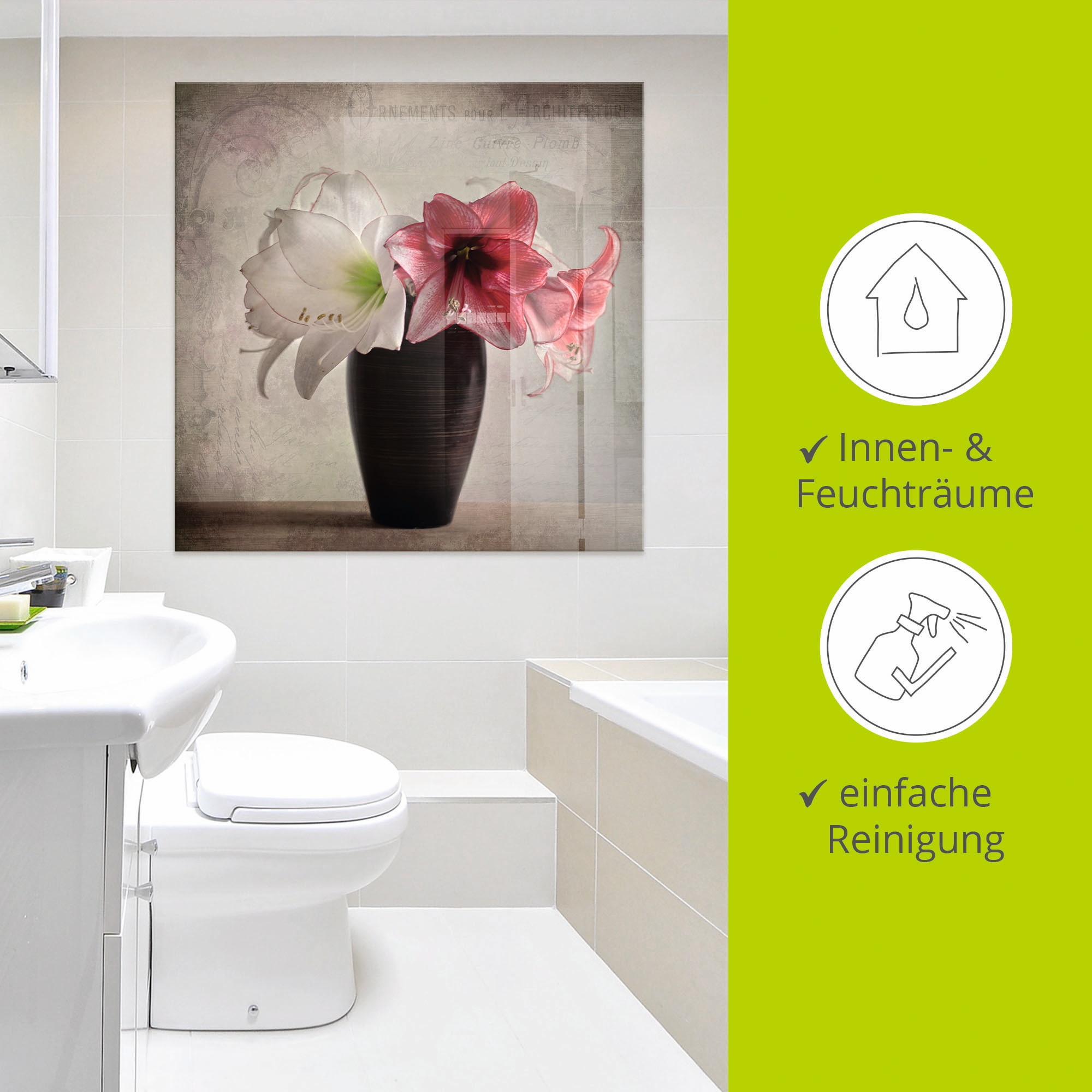 Artland Glasbild »Amaryllis Vintage I«, Blumen, (1 St.), in verschiedenen Größen
