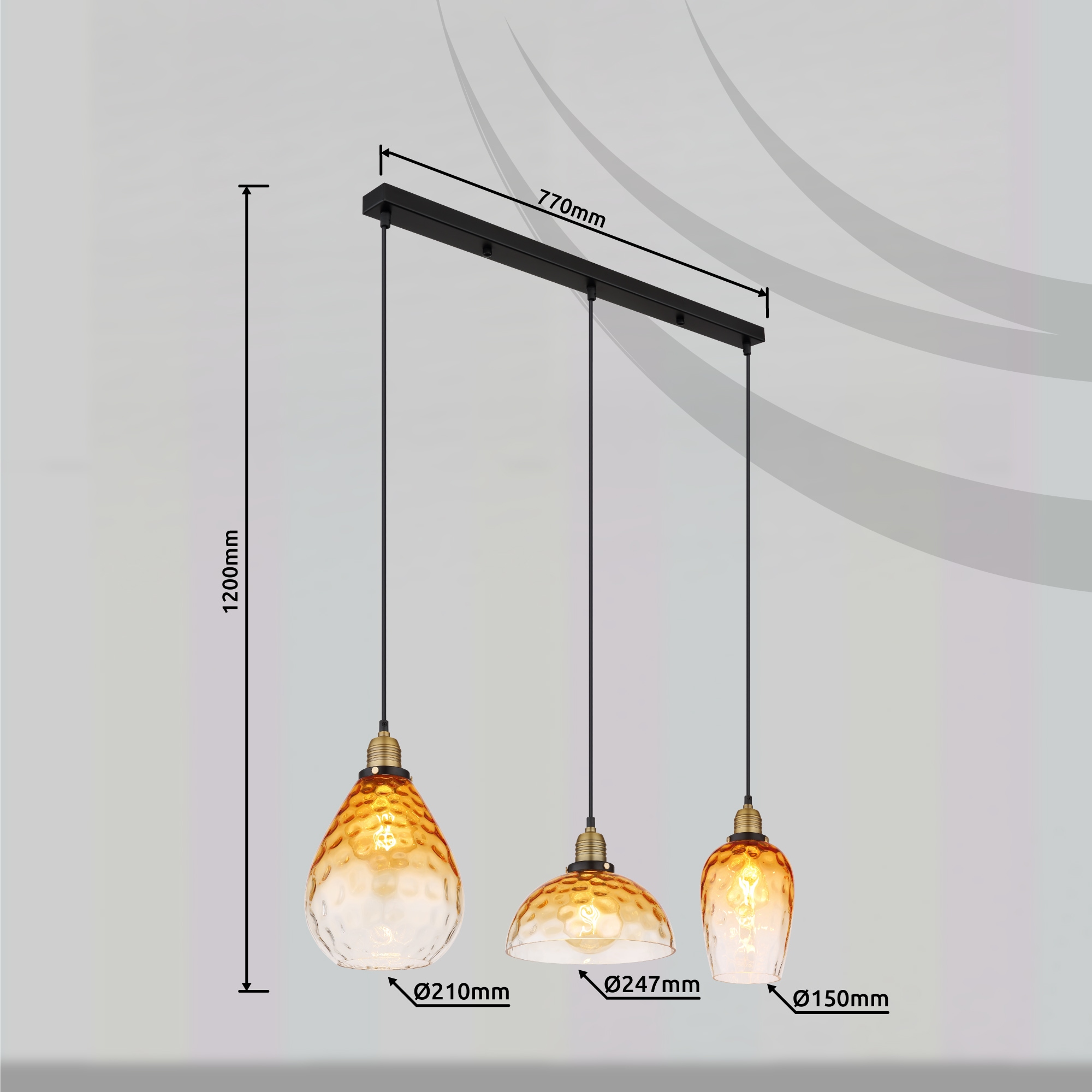 GLOBO LIGHTING Hängeleuchte »SALVY«, Leuchtmittel E27 | ohne Leuchtmittel, Hängelampe/Pendelleuchte/Esszimmer/Wohnzimmer/Esstisch
