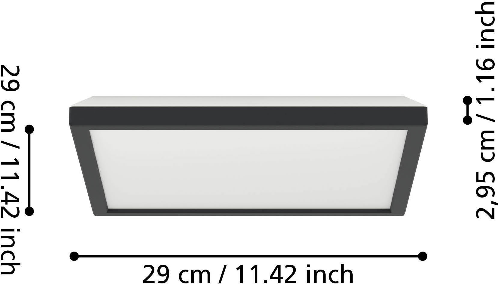 EGLO Deckenleuchte »Rovito-Z Deckenlampe, ZigBee 3.0, Kunststoff, Badezimmerlampe, IP44« LED-Modul 1 Stk. Kaltweiß | RGB Wand-/Deckenleuchte - L29 x B29 x H3 cm - schwarz - 13,4W inkl.