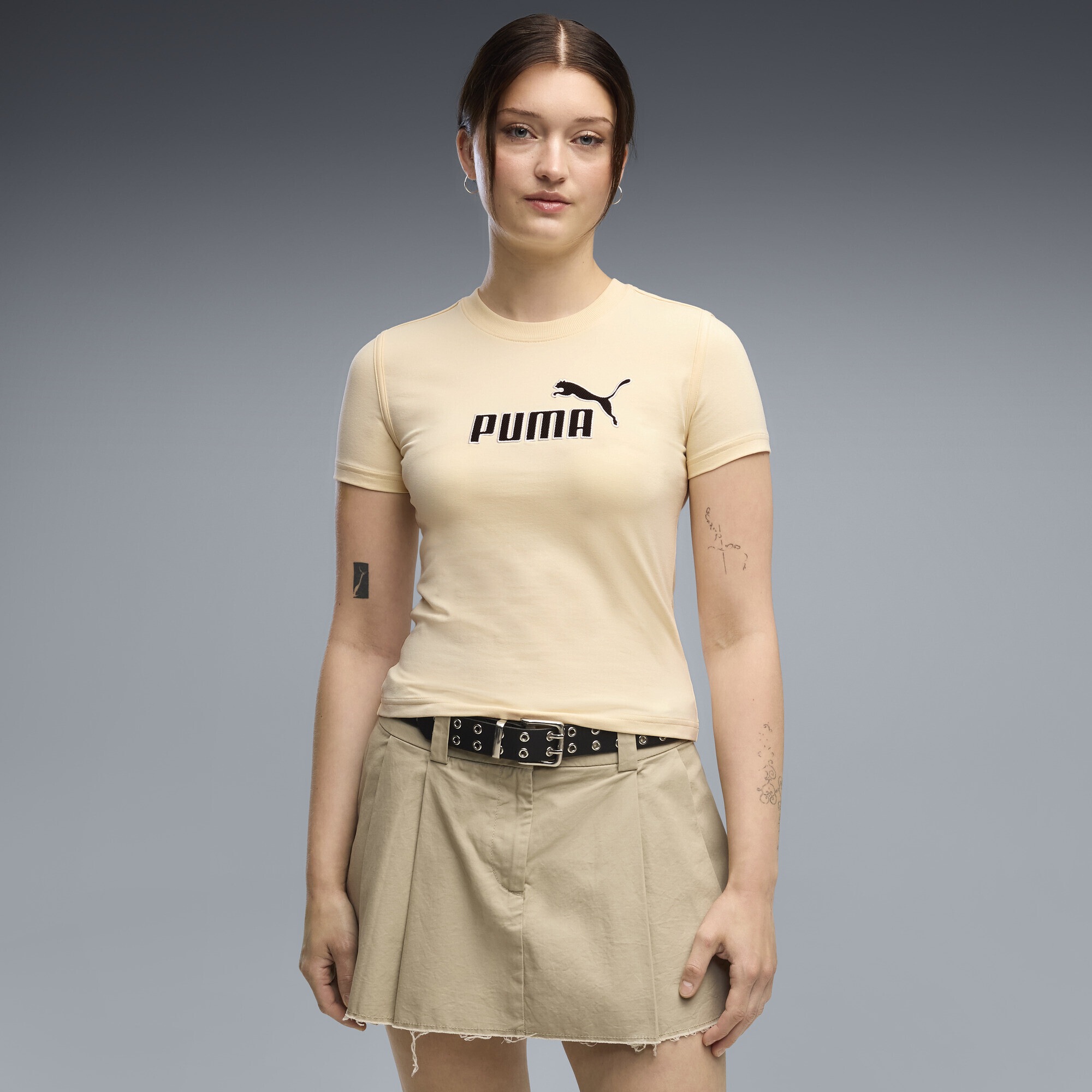 PUMA T-Shirt »Essentials Elevated No. 1 Logo Slim T-Shirt Damen«