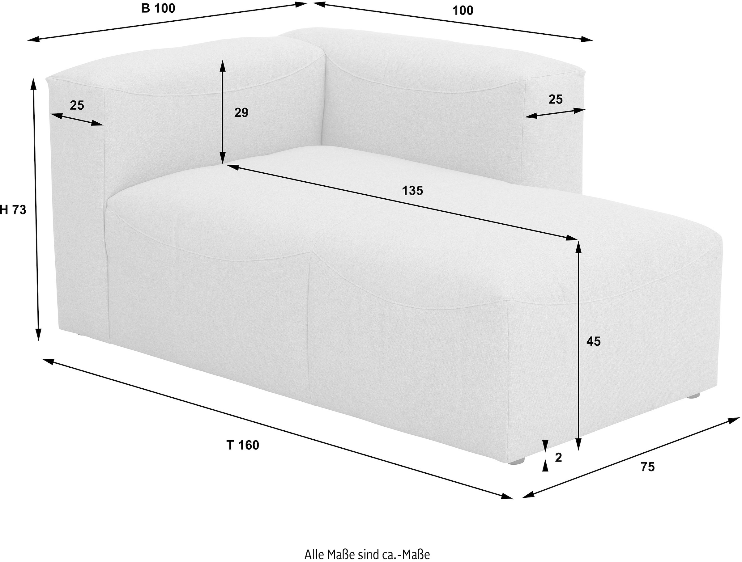 Max Winzer® Chaiselongue »Lena«, Longchair-Element mit Armlehne links oder rechts, individuell