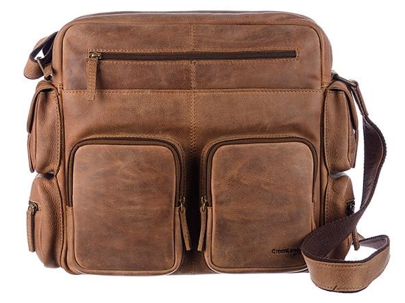 GreenLand Nature Messenger Bag »Montenegro«, aus echtem Leder mit praktischen Vortaschen