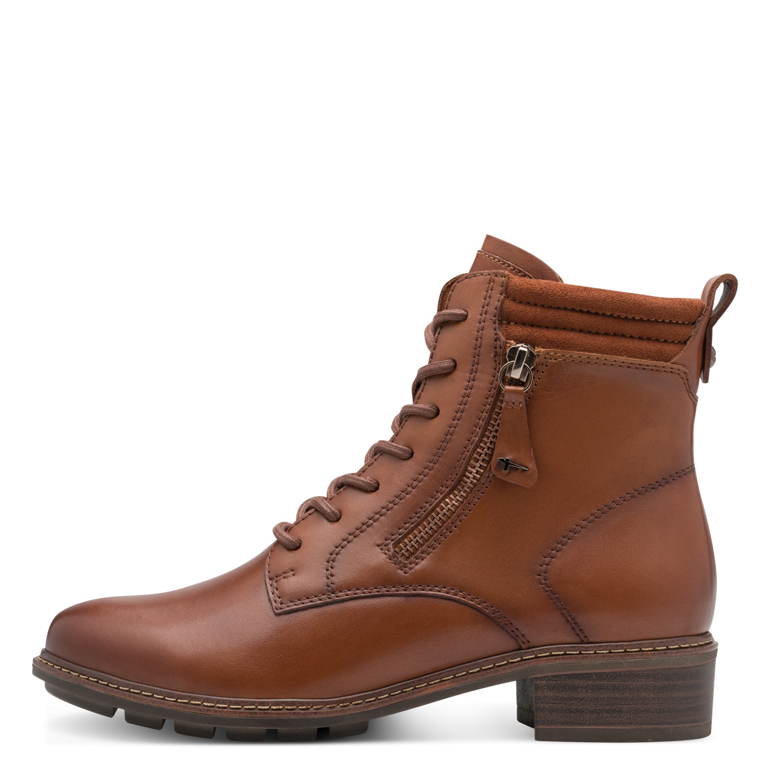 Tamaris Schnürstiefelette  , Blockabsatz, Schnürboots mit Ziernähten und Kontrast-Rahmennaht