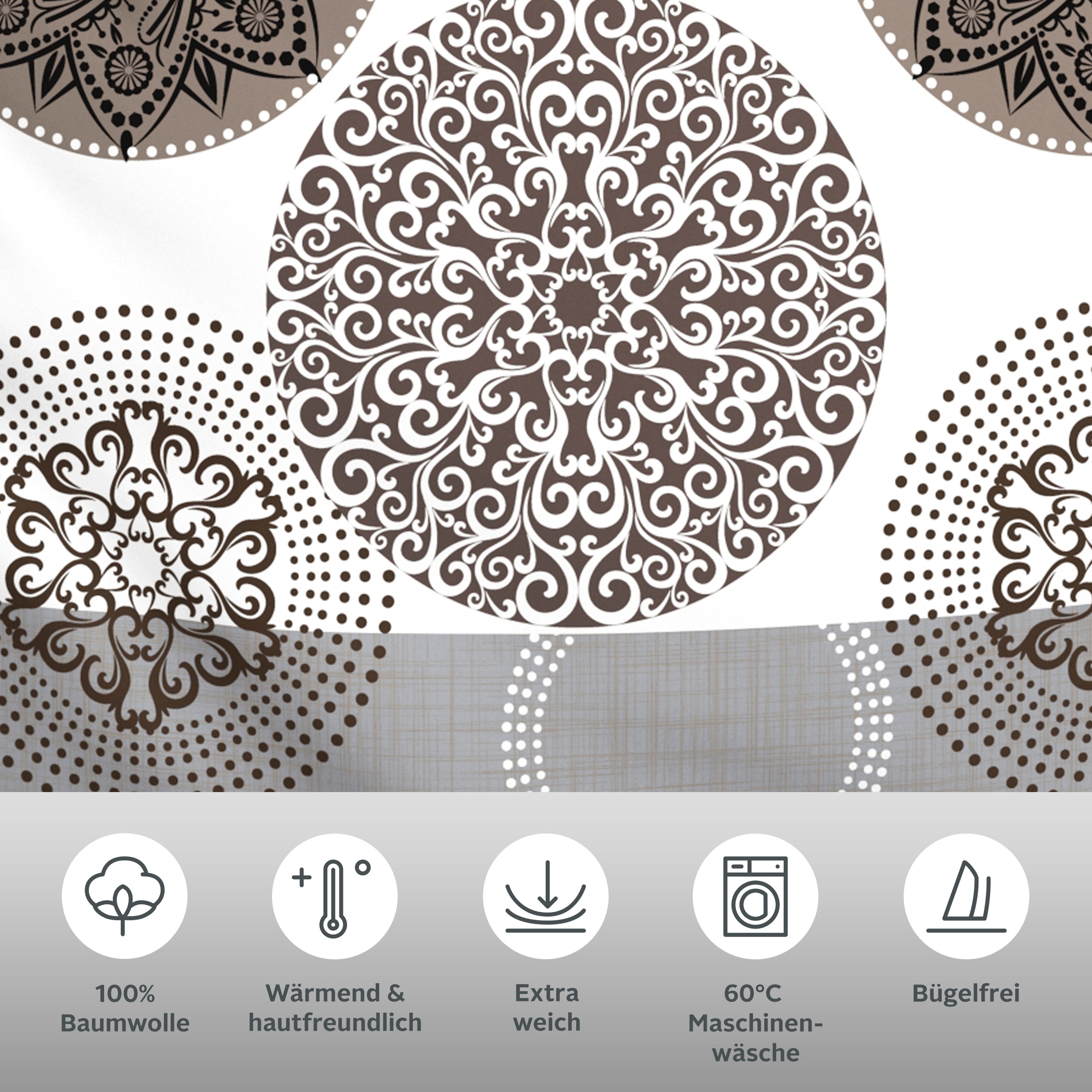 Thumbnail - my home "Tesso in Gr. 135x200, 155x220 oder 200x200 cm" 2 Bettwäsche mit Ornamenten und in verschiedenen Qualitäten