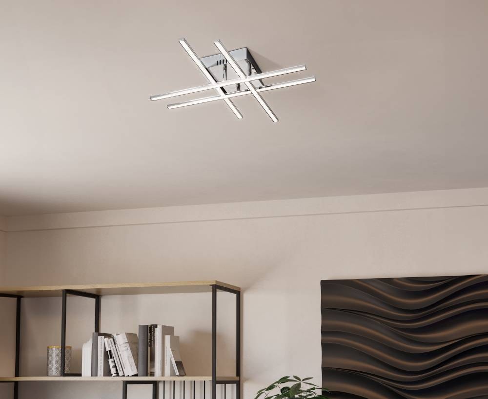 EGLO Deckenleuchte »LASANA 1 Deckenlampe, chrom, weiß, schlanke Bauform, Wohnzimmerlampe« LED-Board Warmweiß Esszimmer, Küche, Schlafzimmer, modern, minimalistisch, 50x50x9,5cm