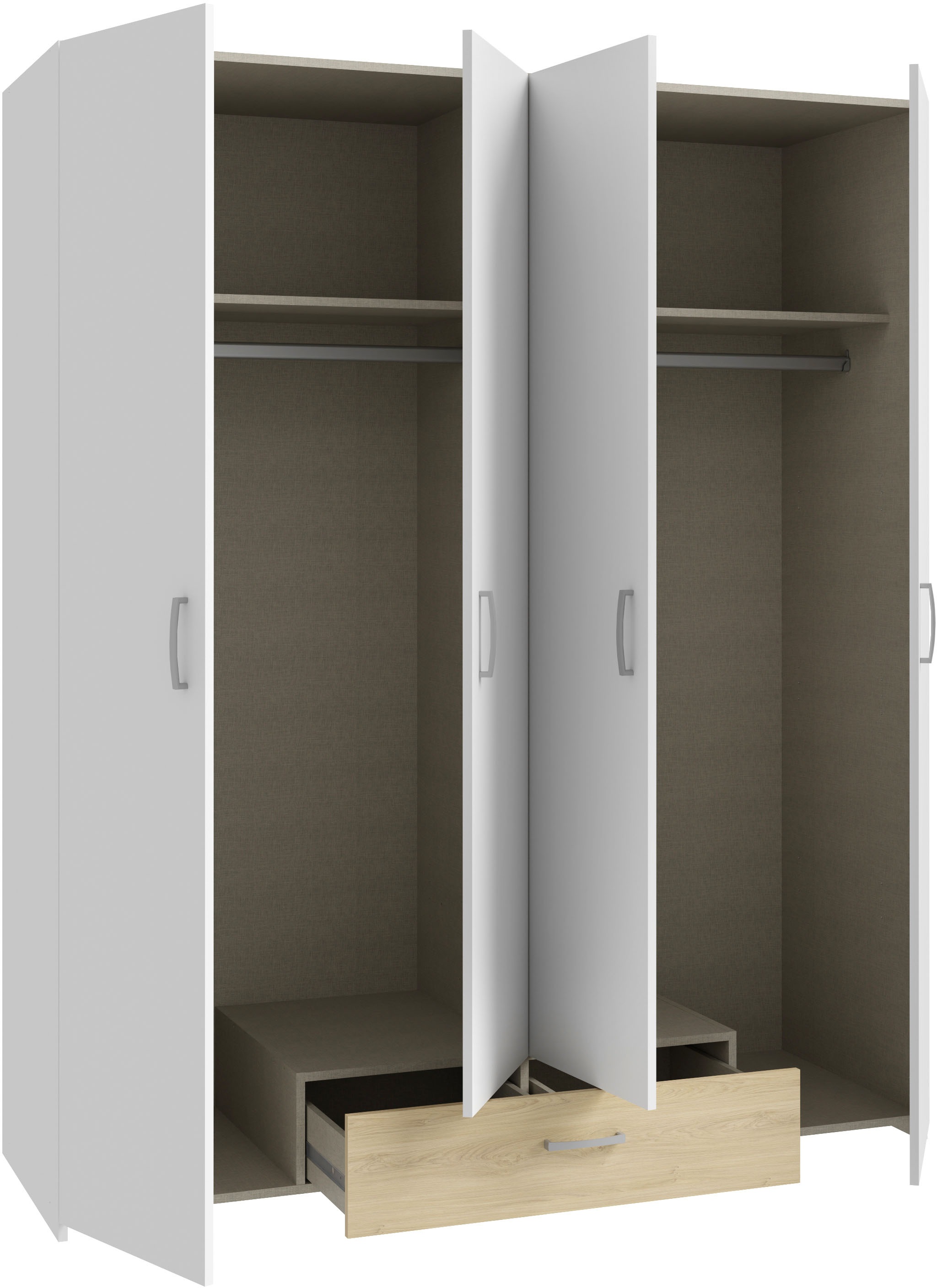 FORTE Drehtürenschrank »Econobox«, Drehtürenschrank, zeitloses Design mit alufarbigen Griffen.