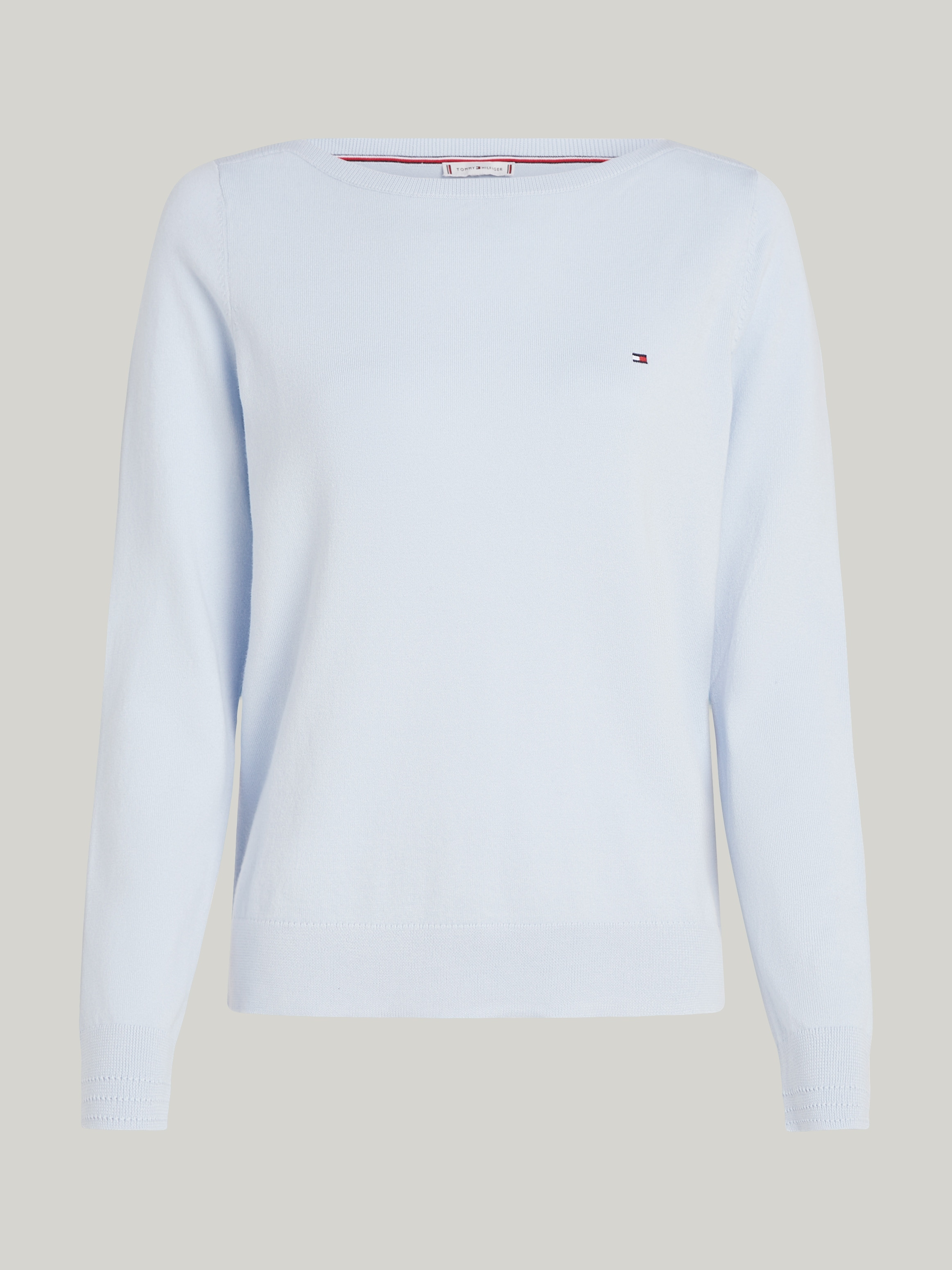 Tommy Hilfiger Strickpullover »CO JERSEY STITCH BOAT-NK SWEATER«, mit Tommy Hilfiger Logo-Flag am Ärmel