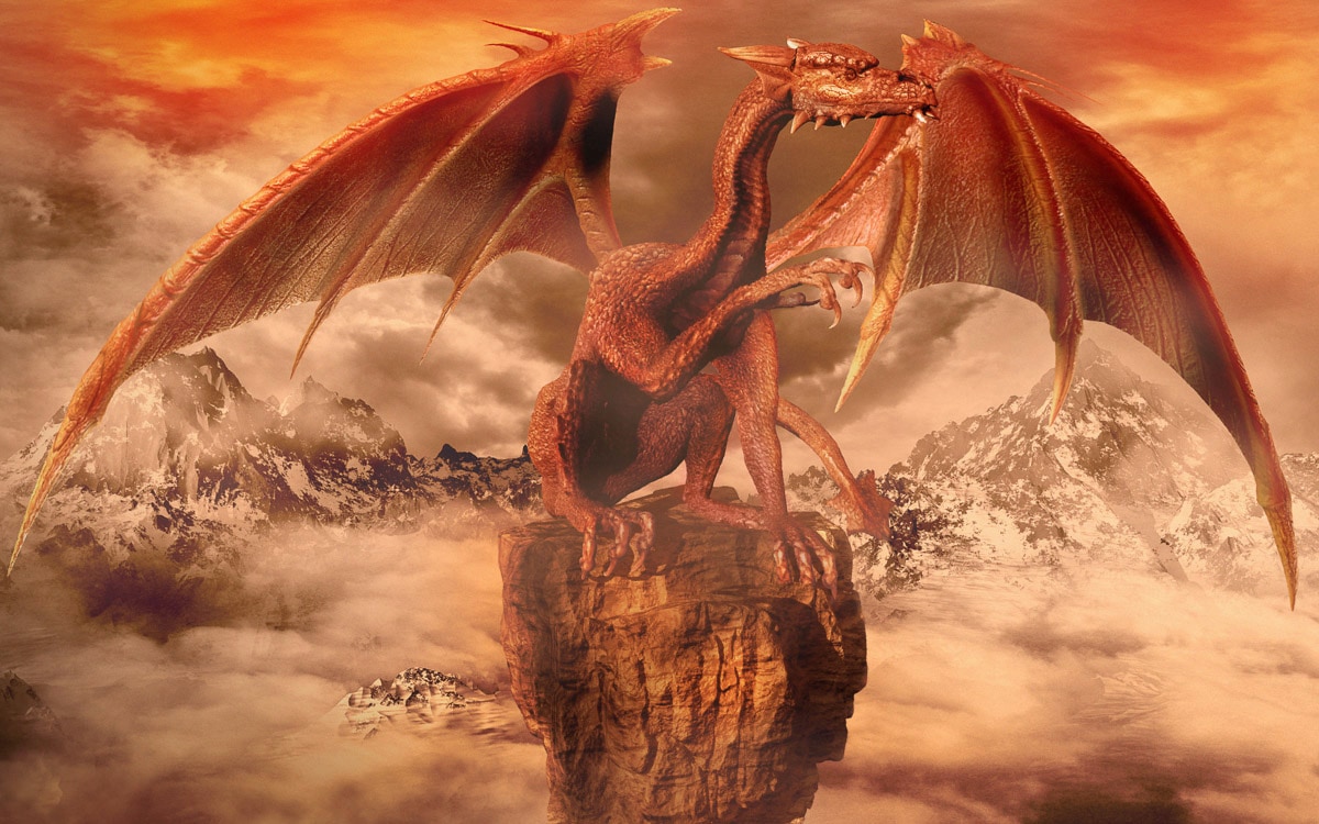 Papermoon Fototapete "Fantasie Roter Drache"